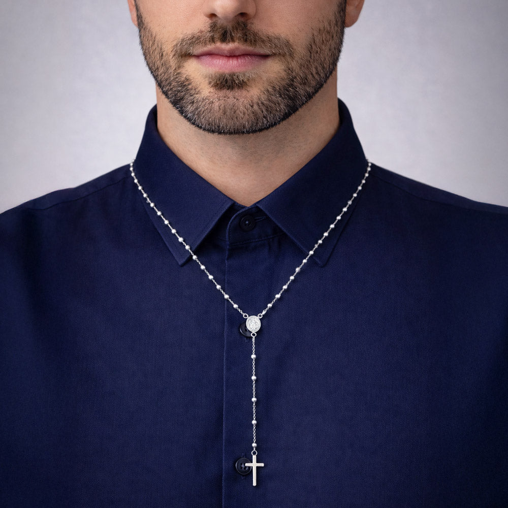 Gold Rosary Necklace for Men from the Vatican (case included)