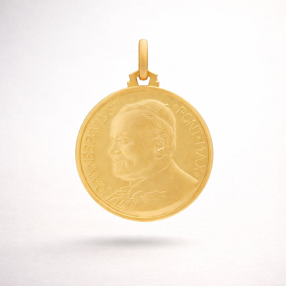 Medaglia Santo Papa Giovanni Paolo II In Ottone Placcato Argento - Diametro 18 Mm - Made In Italy - Foto 8