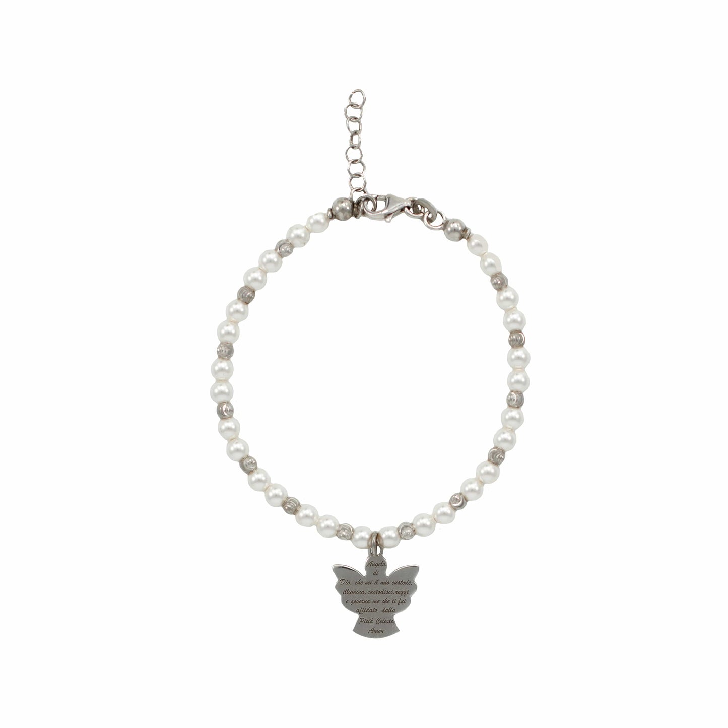 MONDO CATTOLICO Prayer Beads Adjustable Angel of God Bracelet in Sterling Silver