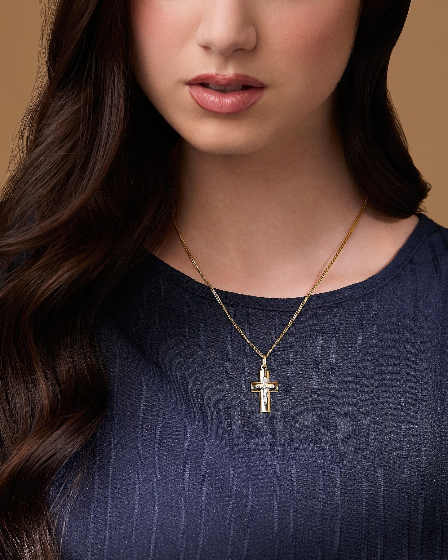 MONDO CATTOLICO ROMA Bitone Gold Plated Crucifix