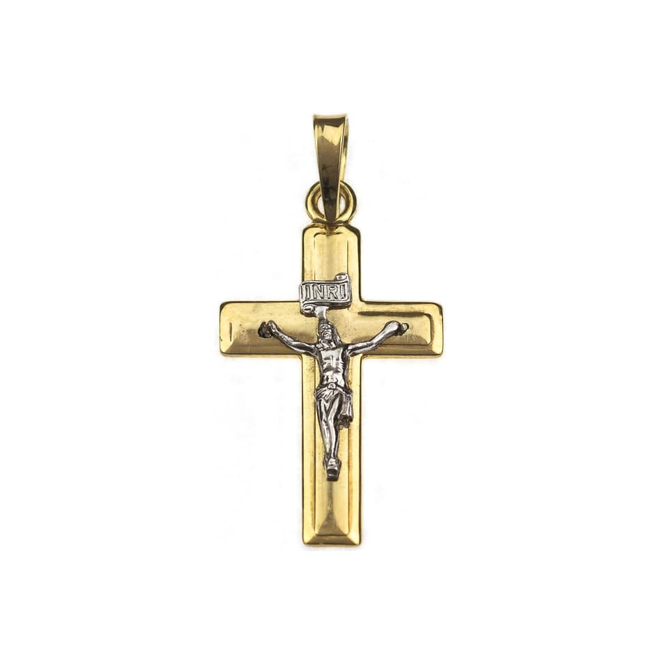 MONDO CATTOLICO Bitone Gold Plated Crucifix