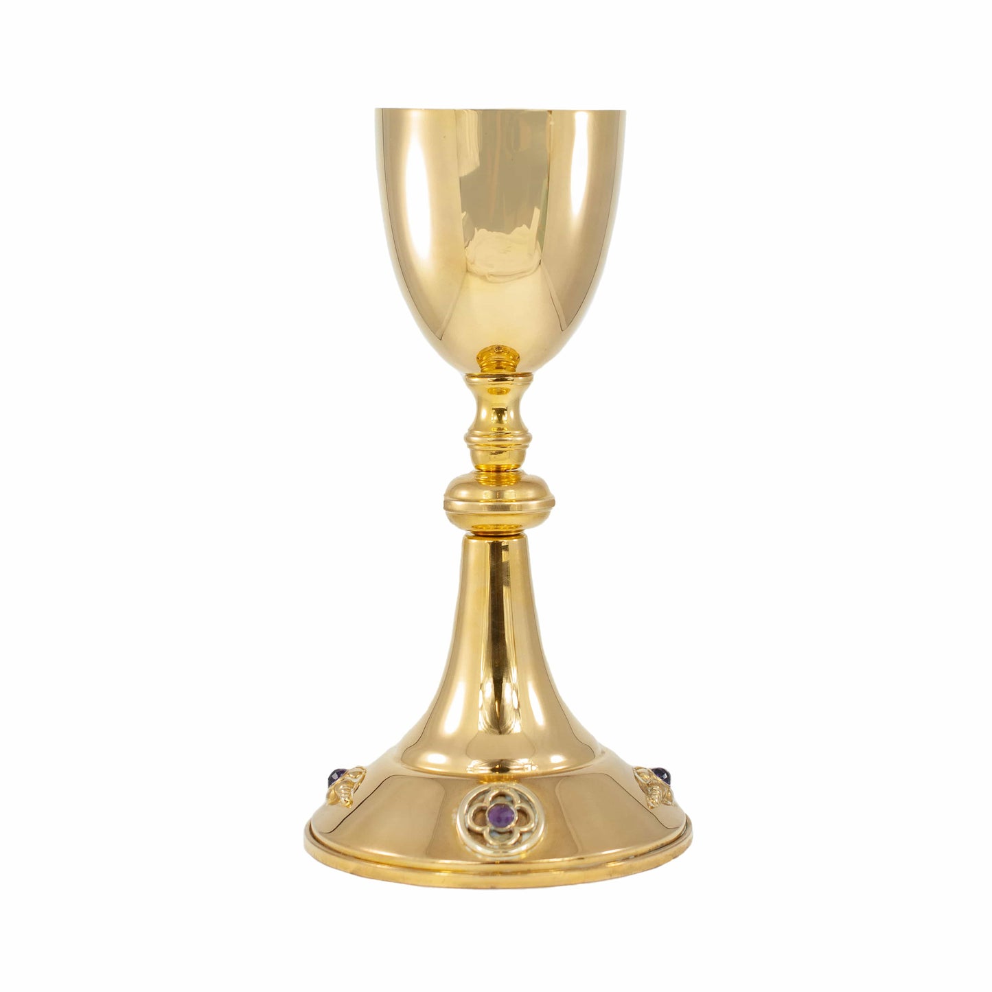 MONDO CATTOLICO Brass Chalice Purple Stones Decoration