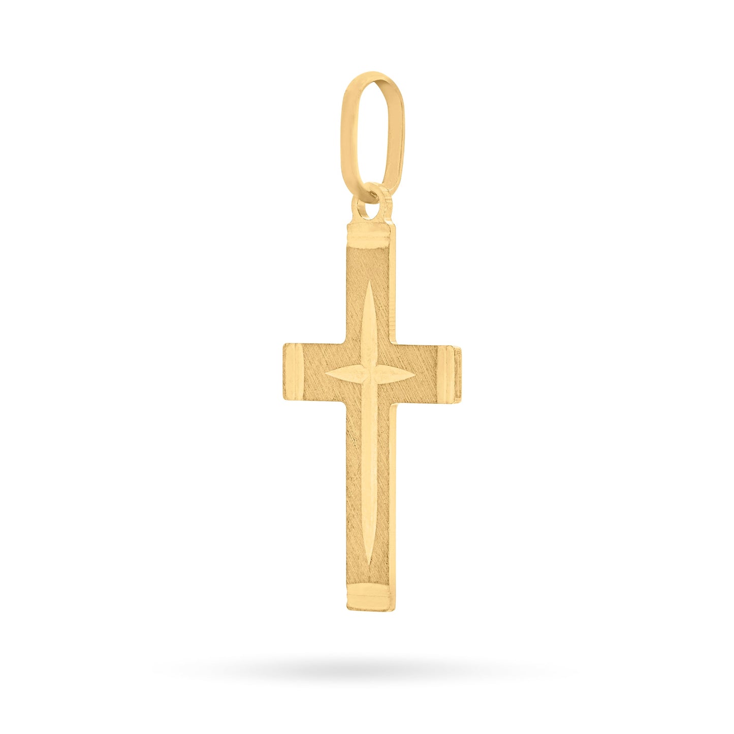 Mondo Cattolico Pendant 21 mm (0.83 in) Brushed Gold-plated Sterling Silver Cross Pendant With Polished Ends and Interior