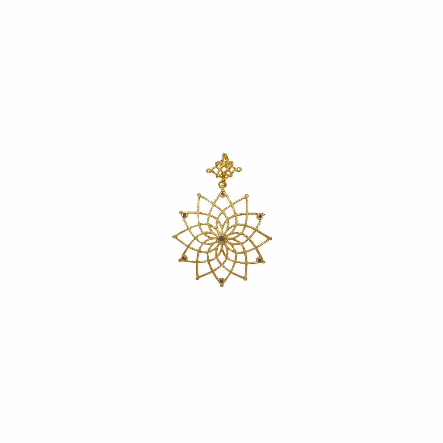 MONDO CATTOLICO 35 mm Caput Mundi Gold Plated Pendant Blue Crystals