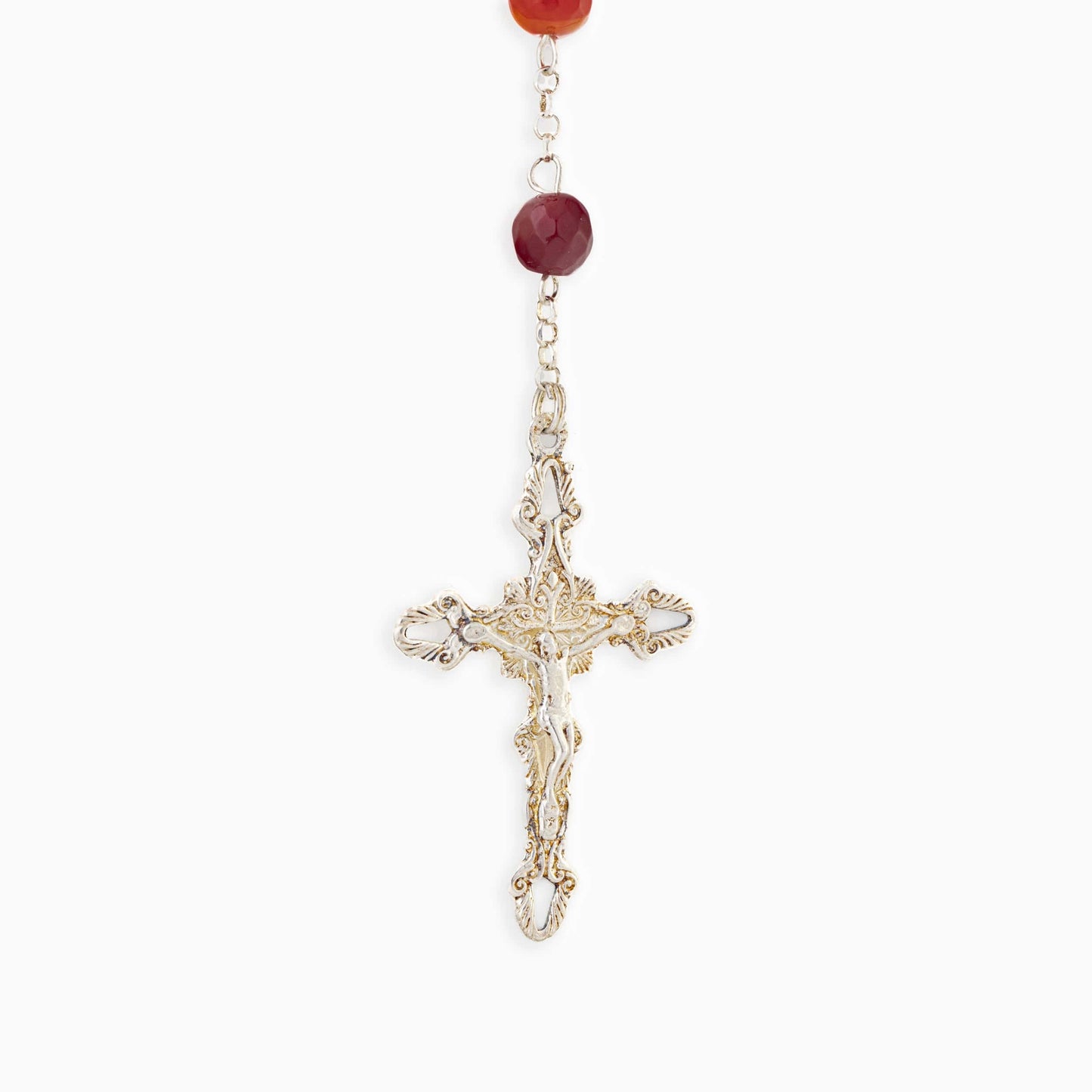 MONDO CATTOLICO Prayer Beads CARNELIAN SILVER ROSARY