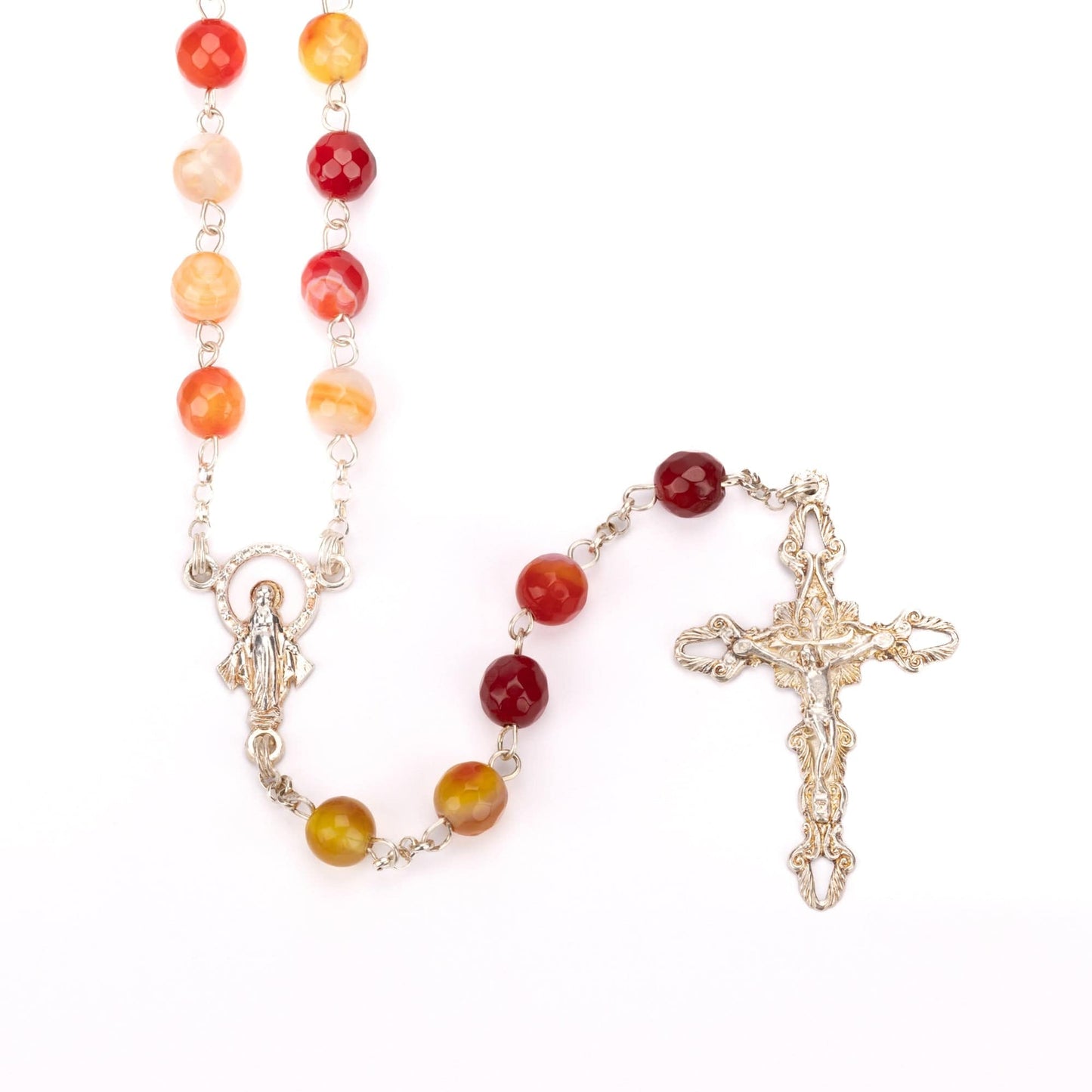 MONDO CATTOLICO Prayer Beads CARNELIAN SILVER ROSARY