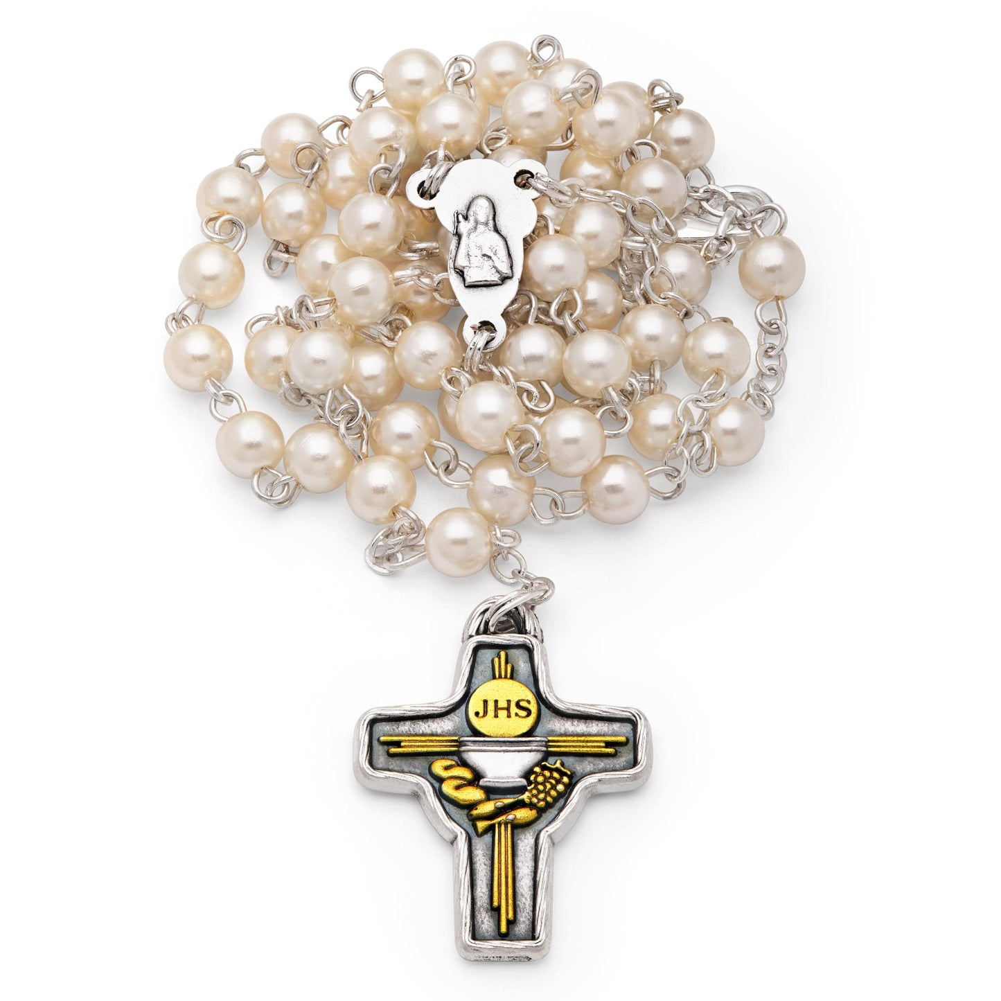 MONDO CATTOLICO Prayer Beads 40 cm (15.78 in) / 4 mm (0.15 in) Case and Rosary for the First Holy Comunion