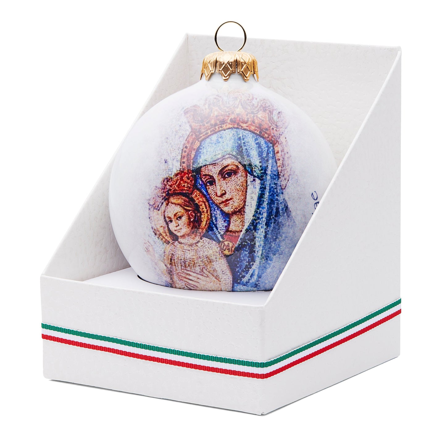 Mondo Cattolico Ceramic Christmas Ball With Mater Ecclesiae