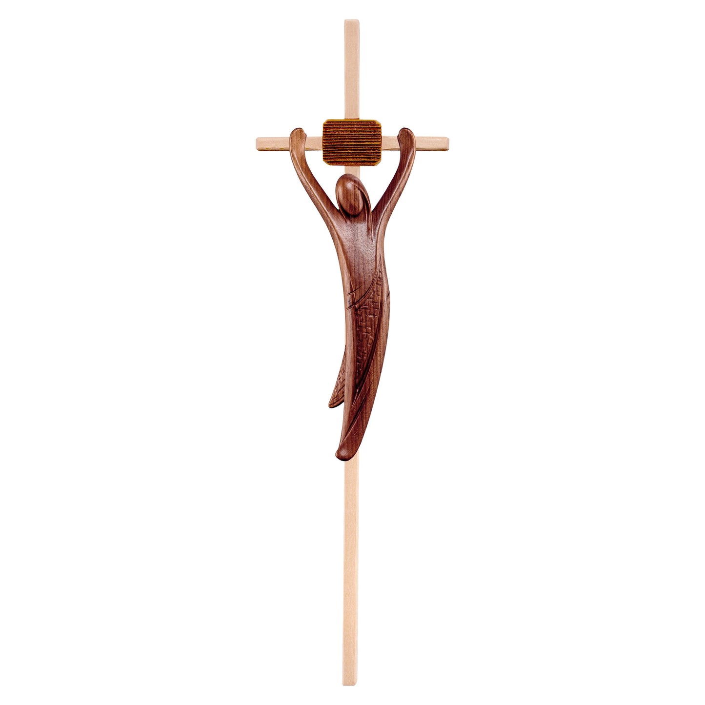 Mondo Cattolico Natural / 15 cm (5.9 in) Christ of youth walnut with cross