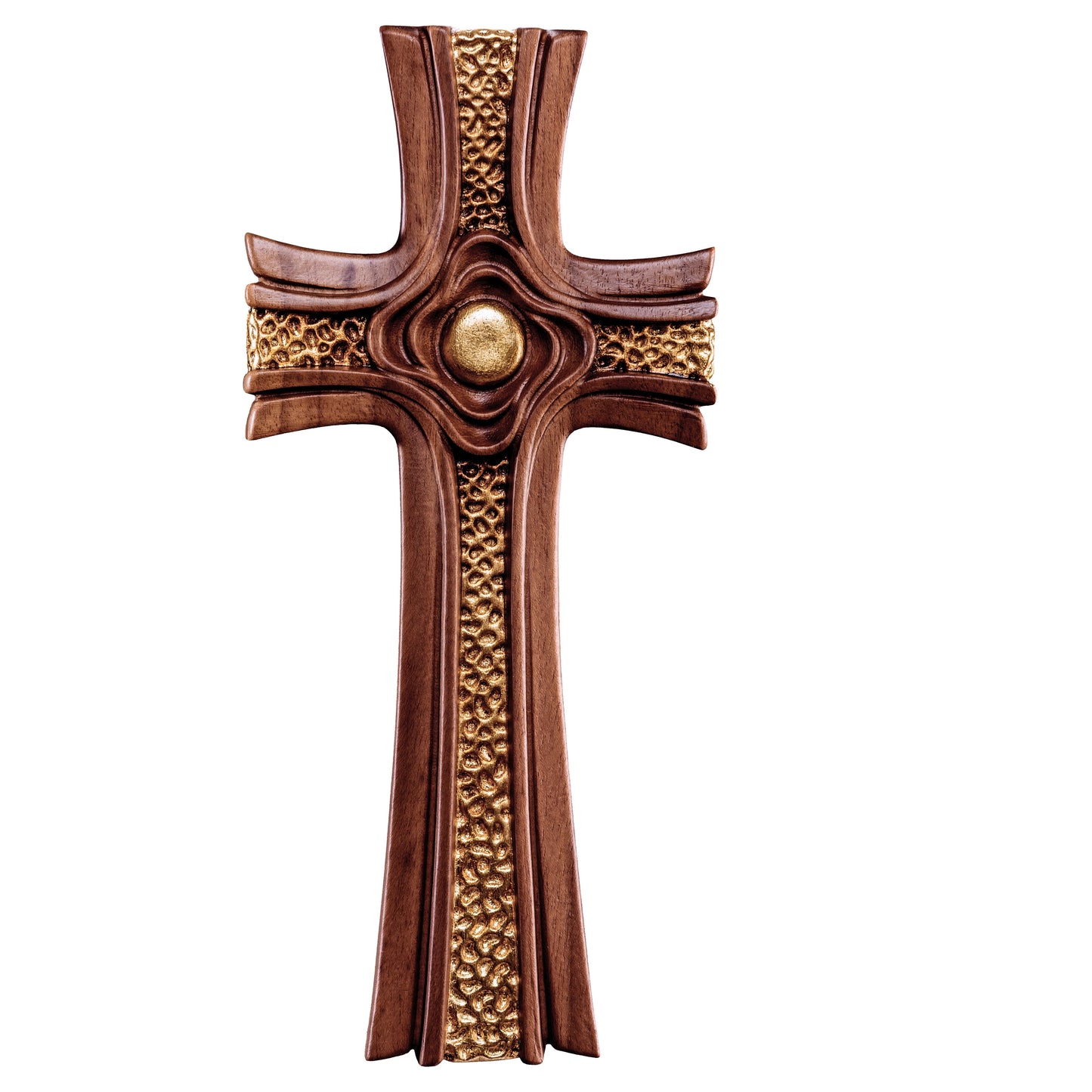 Mondo Cattolico Colored / 13 cm (5.1 in) Cross of roses walnut