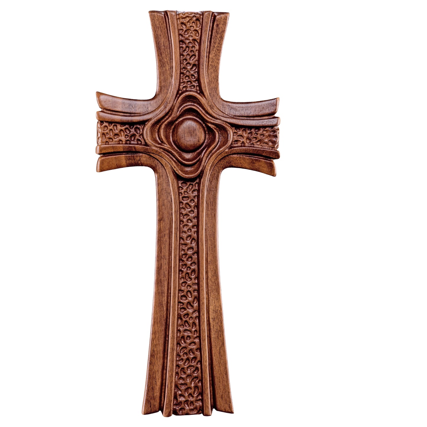 Mondo Cattolico Natural / 13 cm (5.1 in) Cross of roses walnut