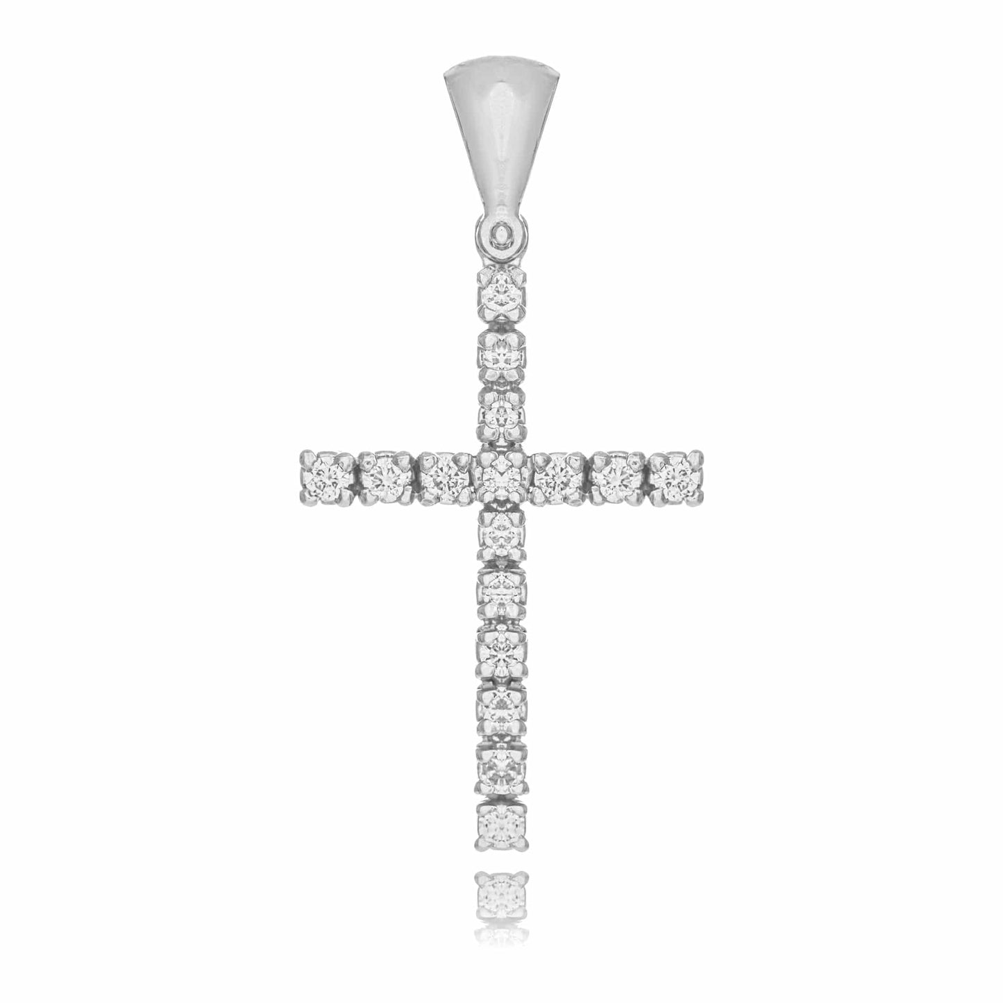 MONDO CATTOLICO Jewelry Cm 2.2 (0.86 in) / Cm 1.4 (0.55 in) Cross White Gold and Diamonds