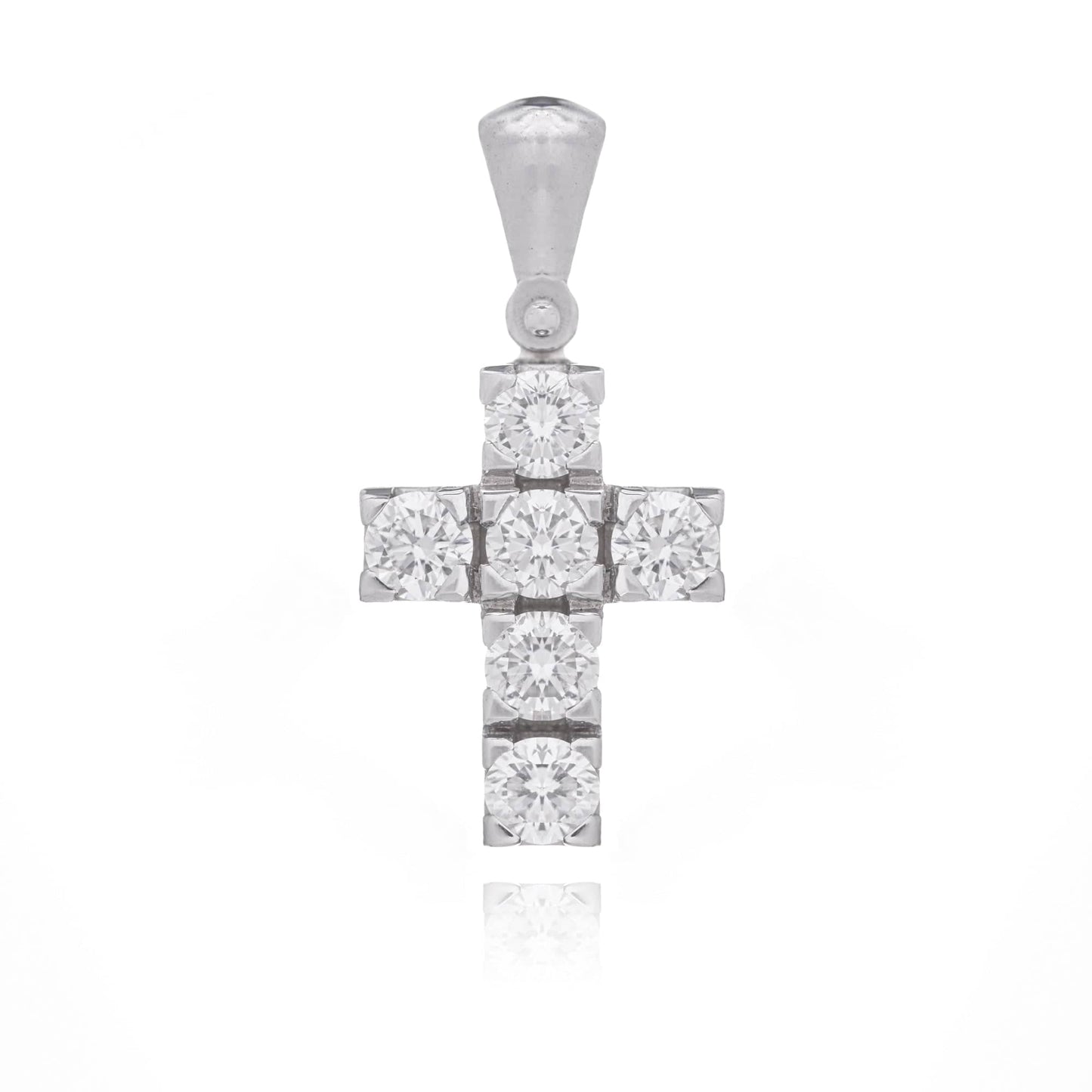 MONDO CATTOLICO Jewelry Cm 0.8 (0.31 in) / Cm 0.6 (0.23 in) Cross White Gold and Diamonds