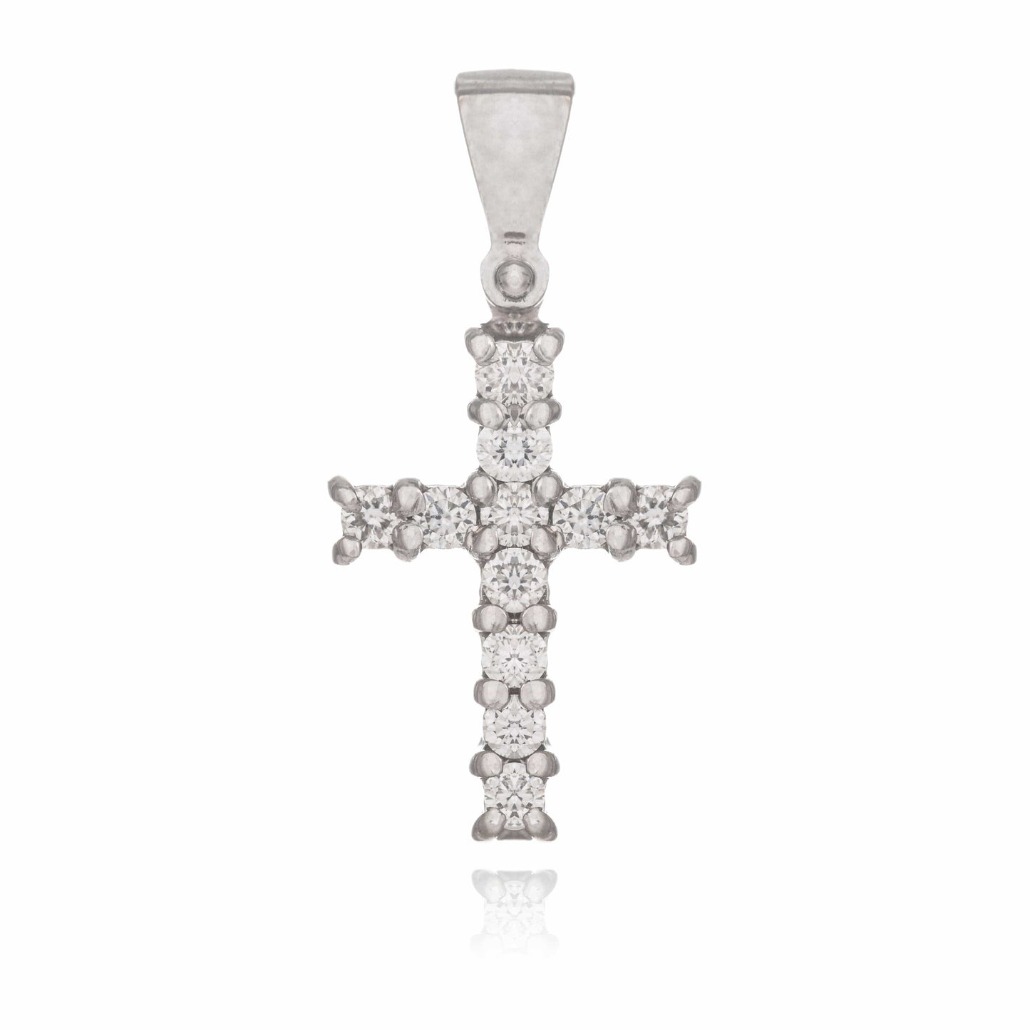 MONDO CATTOLICO Jewelry Cm 1.1 (0.43 in) / Cm 0.8 (0.31 in) Cross with Diamonds and White Gold