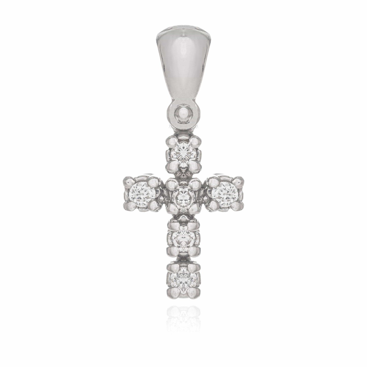 MONDO CATTOLICO Jewelry Cm 0.5 (0.19 in) / Cm 0.3 (0.11 in) Cross with Diamonds in White Gold