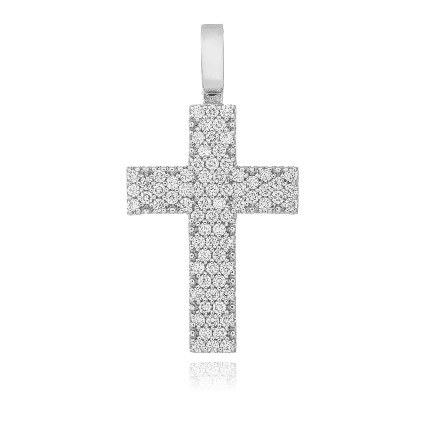 MONDO CATTOLICO Jewelry Cm 2.5 (0.98 in) / Cm 1.8 (0.70 in) Cross with Diamonds in White Gold