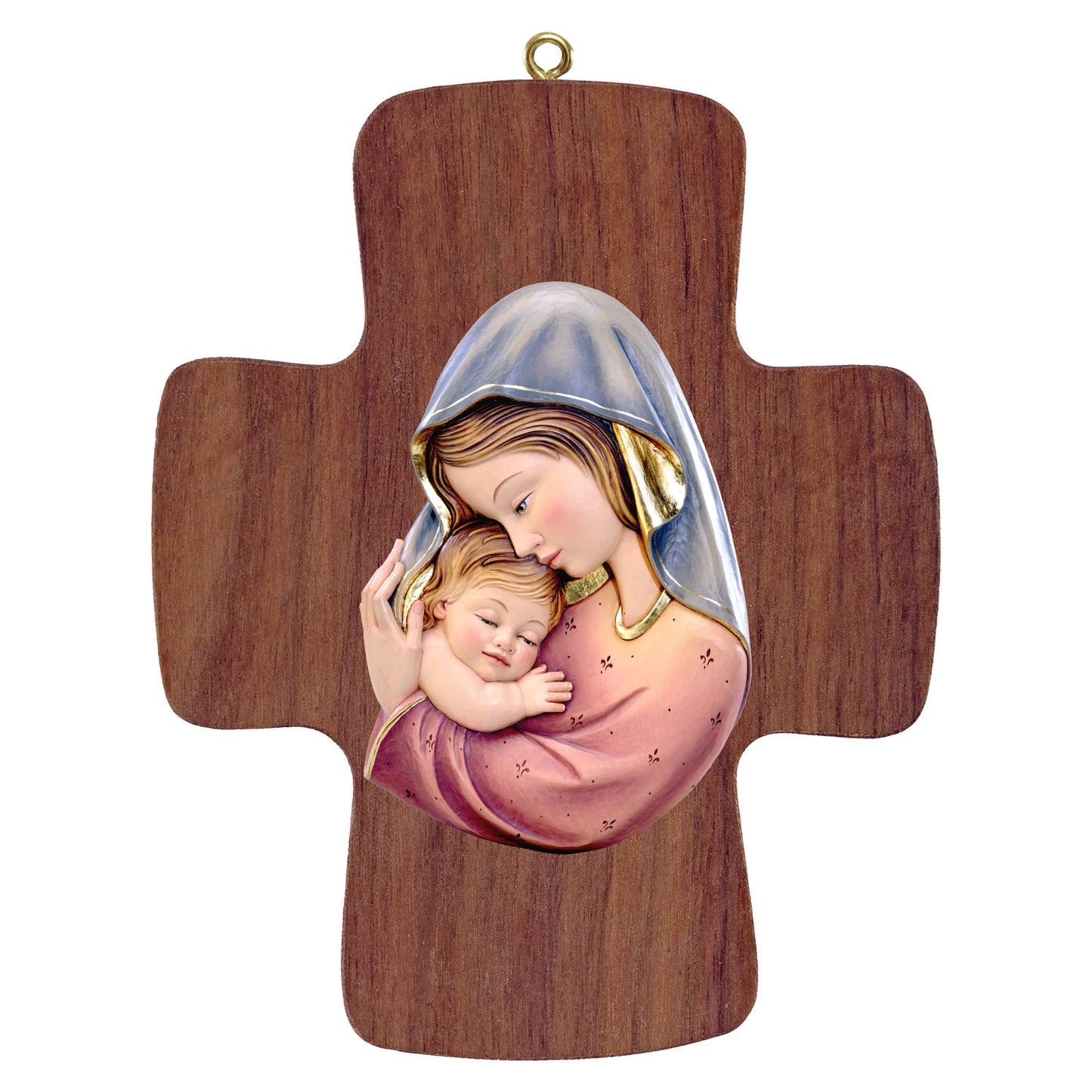 Mondo Cattolico Colored / 16 cm (6.3 in) Cross with Madonna red-blue