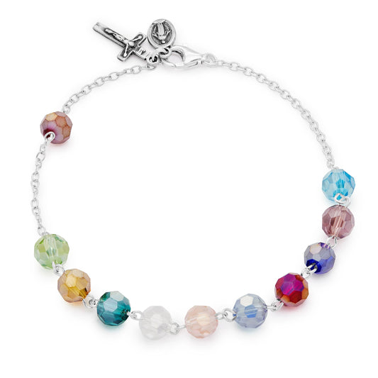 MONDO CATTOLICO Prayer Beads 20 Cm (7.9 in) / 6 mm (0.23 in) Crystal Rosary Bracelet