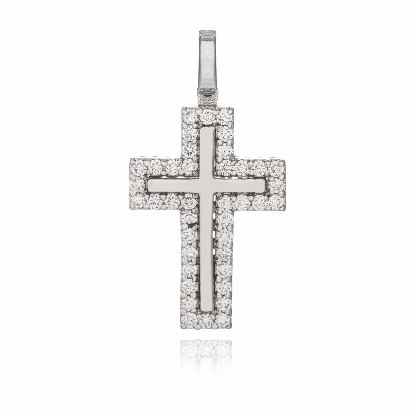 MONDO CATTOLICO Jewelry Cm 2 (0.78 in) Diamond Cross in White Gold