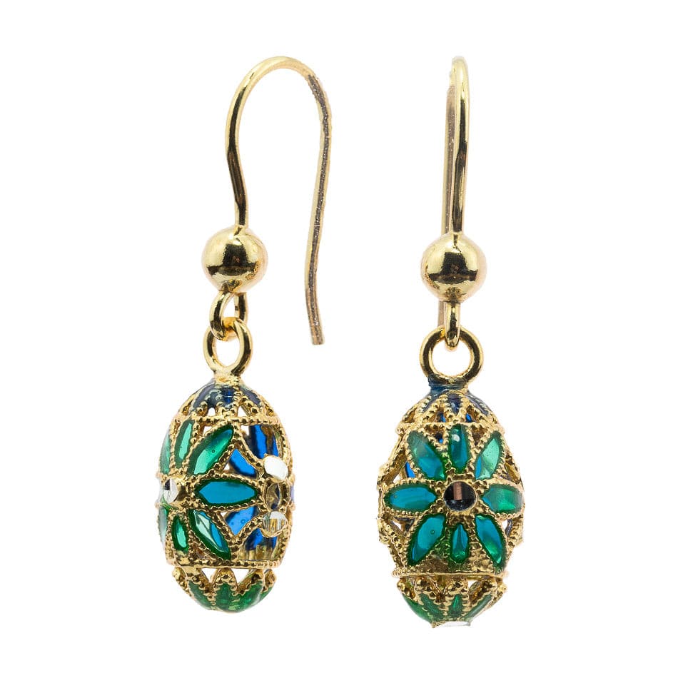 MONDO CATTOLICO Enamel Gold Plated Oval Filigree Earrings