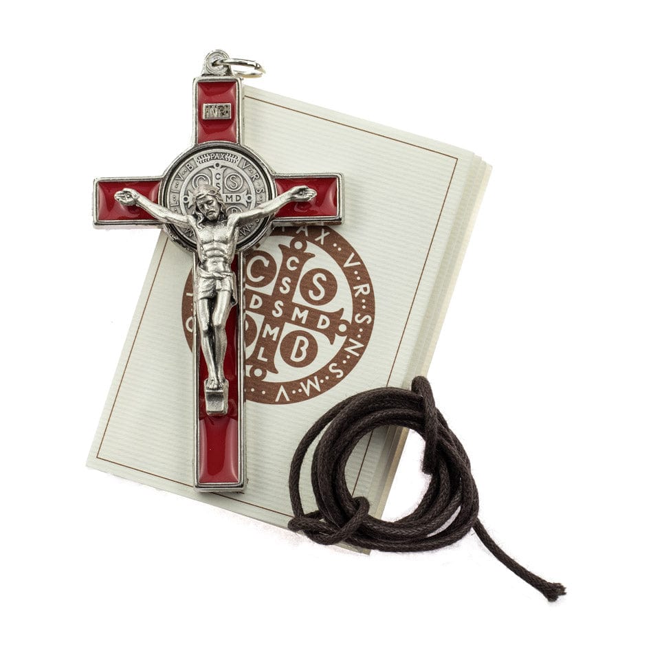 MONDO CATTOLICO Enameled Saint Benedict Red Cross