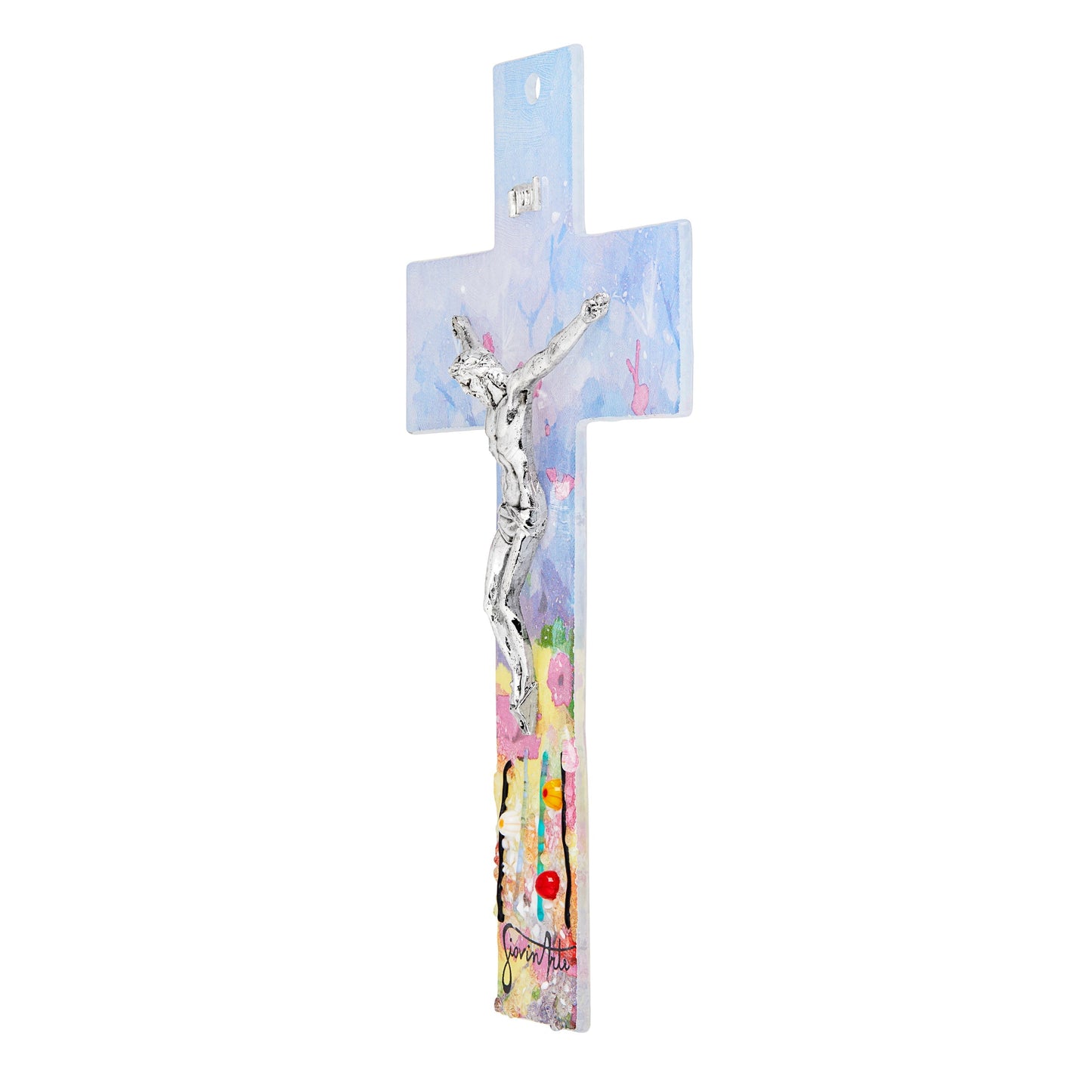 MONDO CATTOLICO Fantasy Murano Glass Wall Cross