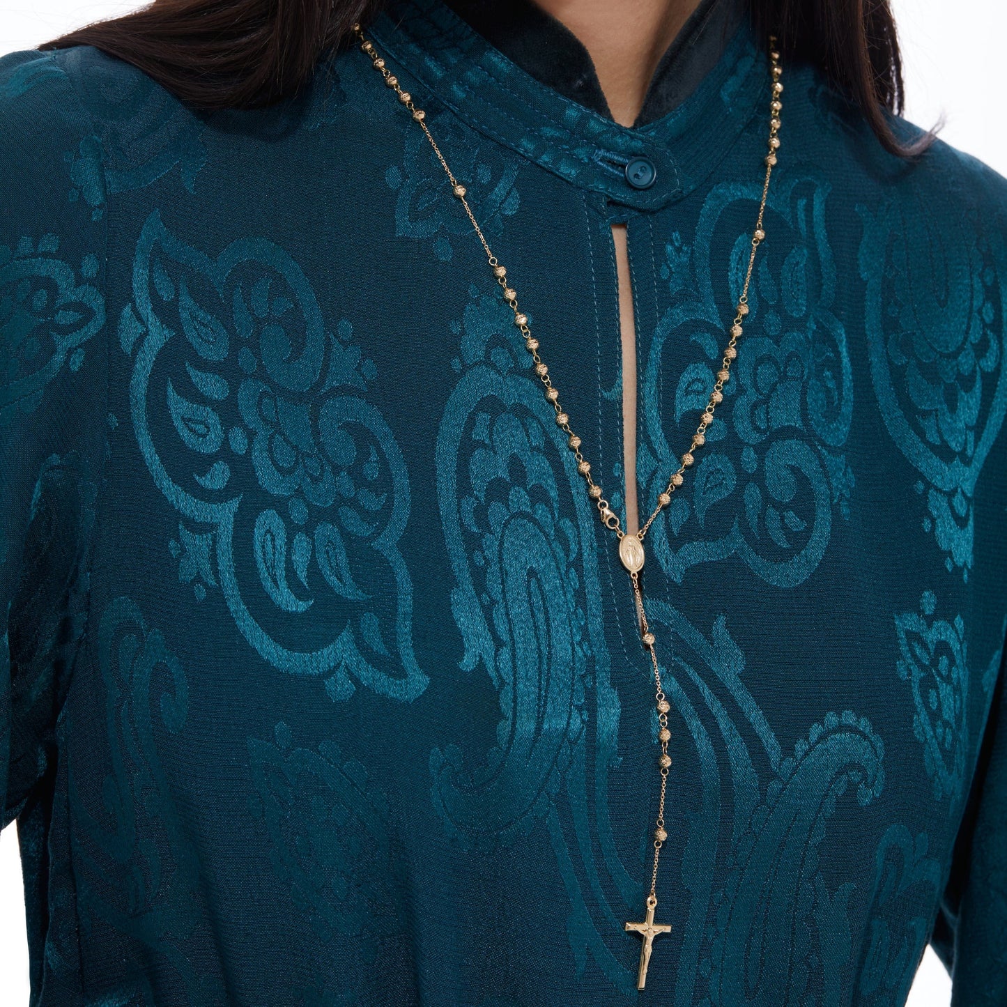 MONDO CATTOLICO Prayer Beads 43.3 cm (17 in) / 4.0 mm (0.15 in) Five Decades Rosary in Yellow Gold