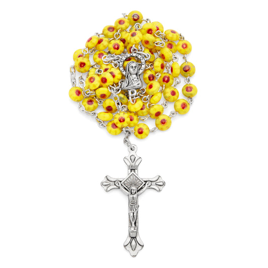 MONDO CATTOLICO Prayer Beads Flat Glass Millefiori Rosary