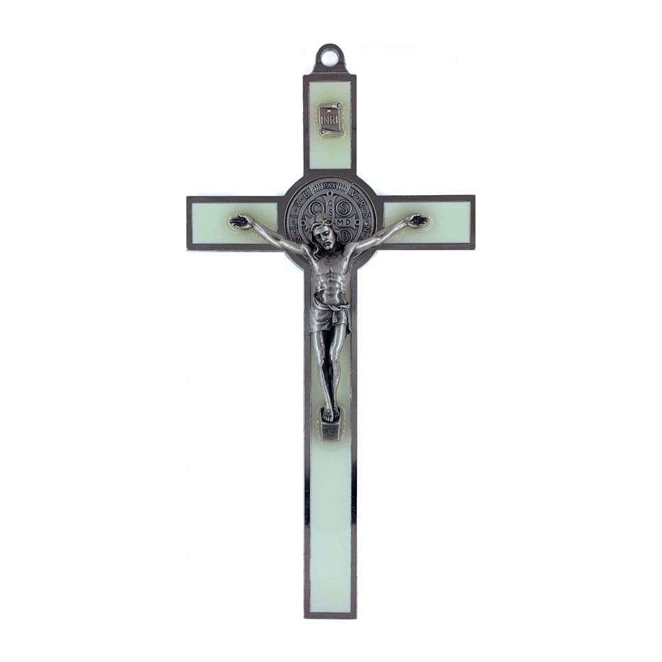 MONDO CATTOLICO Fluorescent St. Benedict Crucifix With Metal Outline