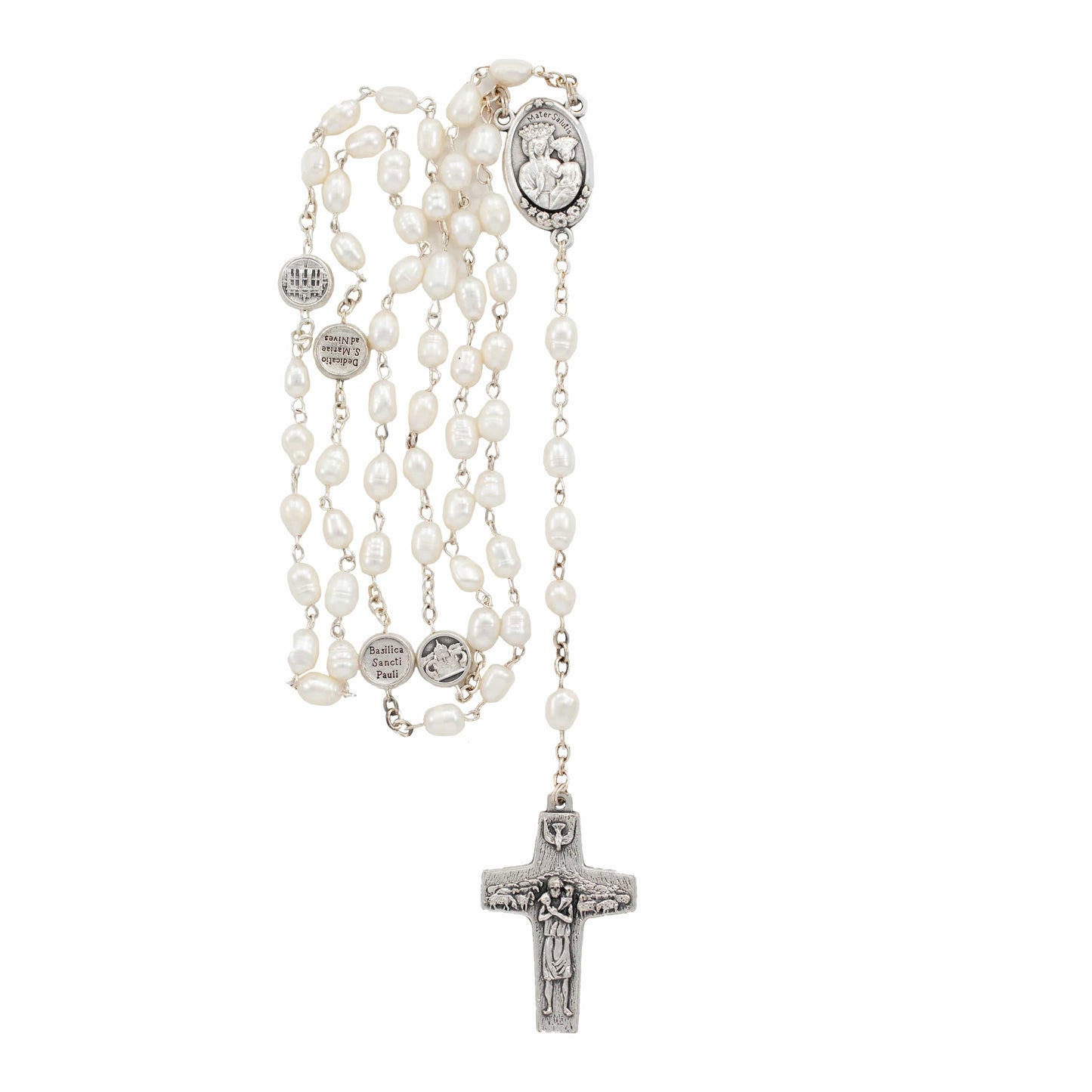 MONDO CATTOLICO Prayer Beads Freshwater White Pearls Rosary