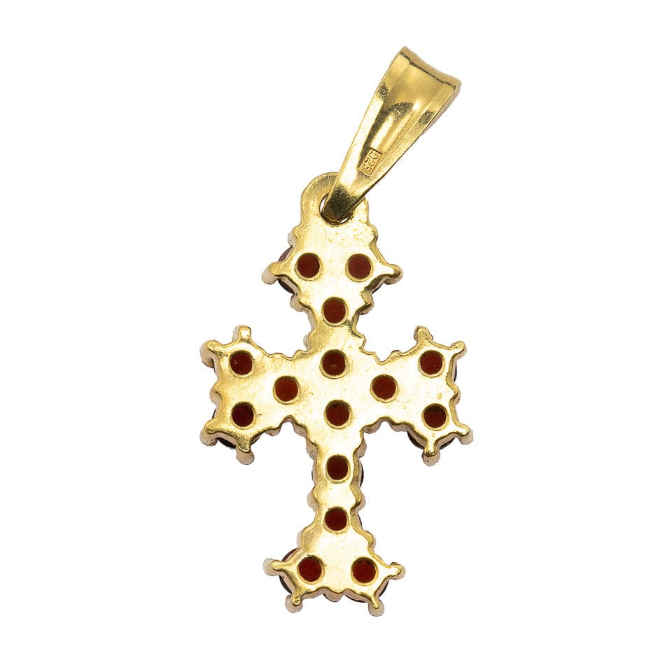 MONDO CATTOLICO Garnet Cross Pendant