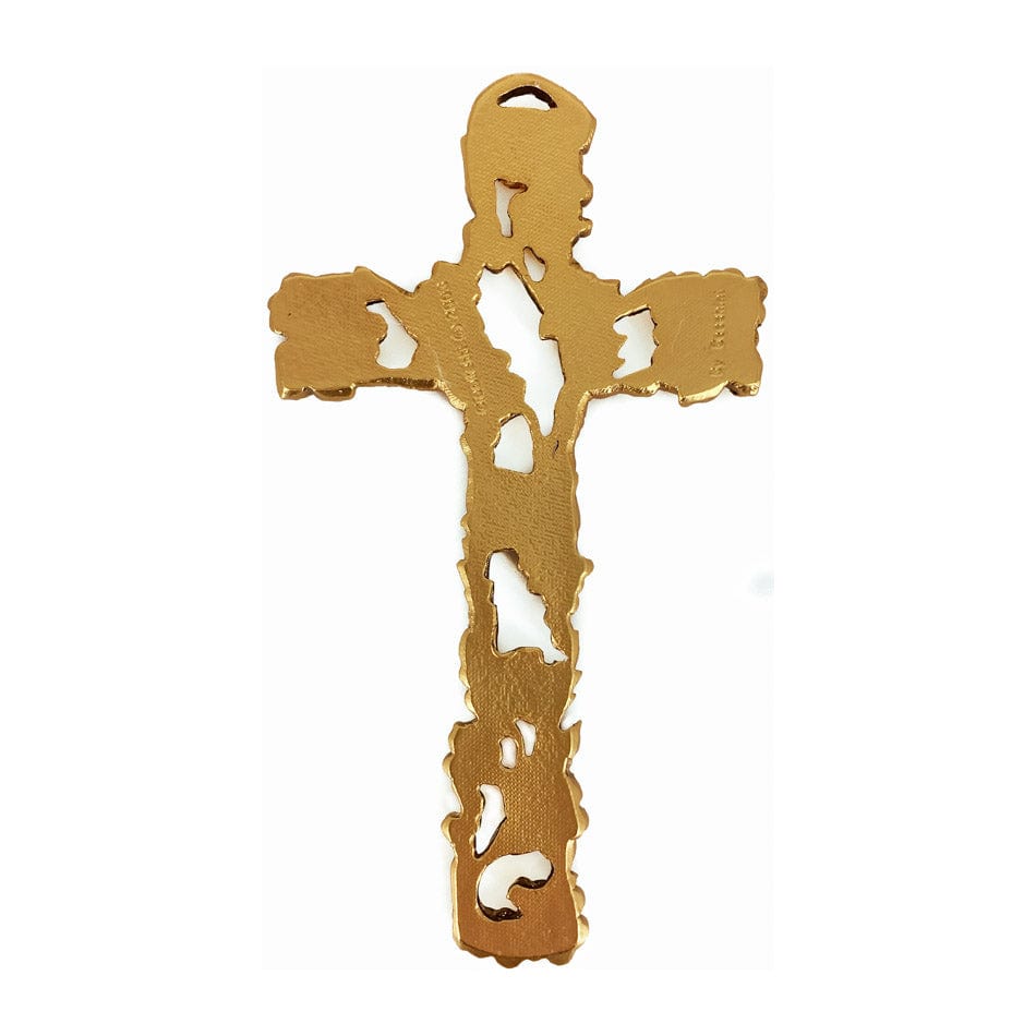 MONDO CATTOLICO 12 cm (4.72 in) Gold Metal Cross With Grapes and Vine-shoots