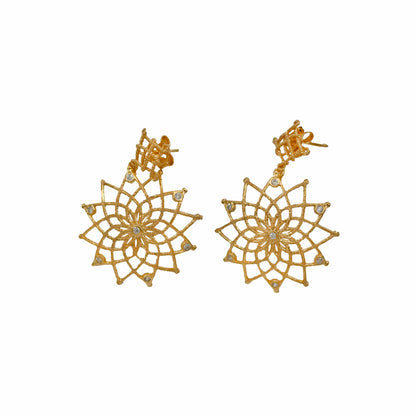 MONDO CATTOLICO 35 mm Gold Plated Caput Mundi Earrings White Crystals