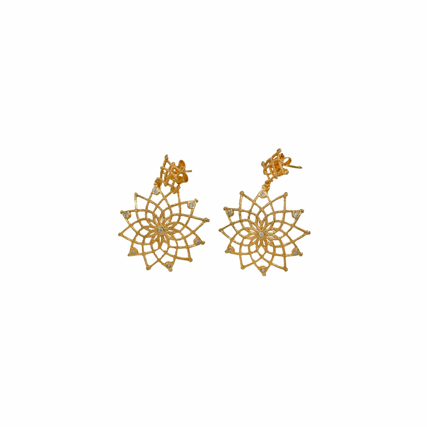 MONDO CATTOLICO 28 mm Gold Plated Caput Mundi Earrings White Crystals