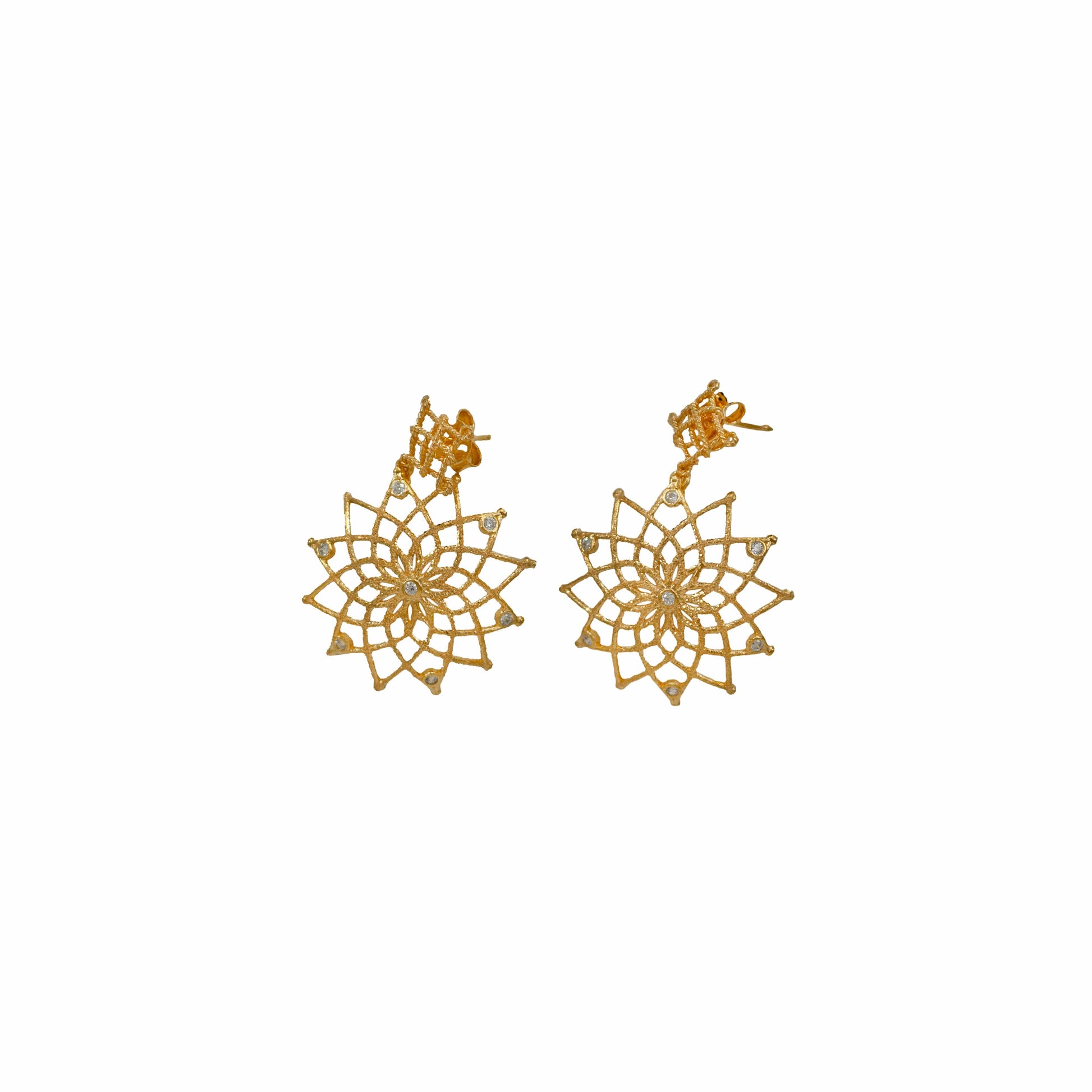 MONDO CATTOLICO 28 mm Gold Plated Caput Mundi Earrings White Crystals