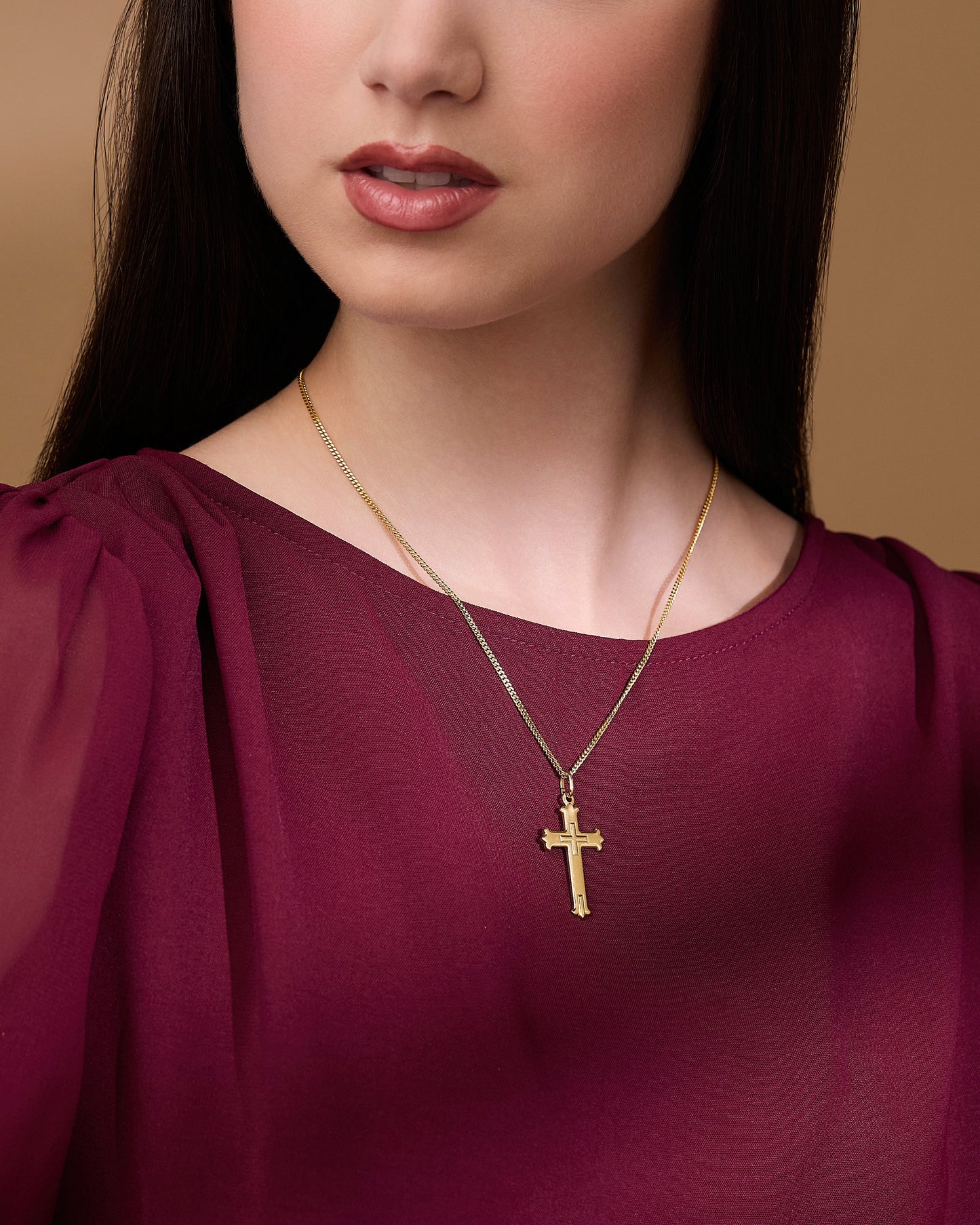 MONDO CATTOLICO ROMA 30 mm (1.18 in) Gold Plated Plain Trefoil Cross