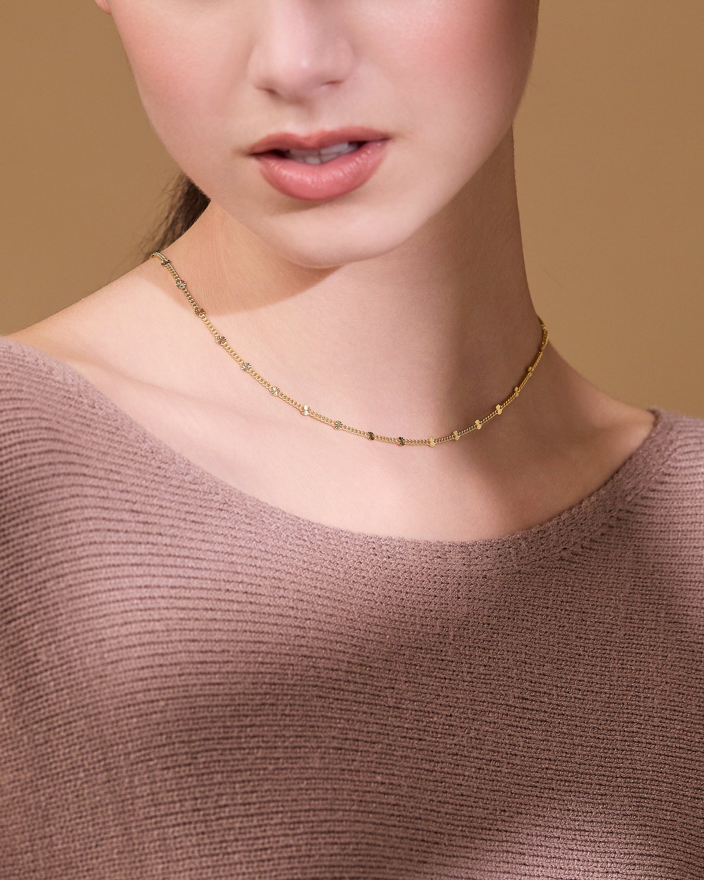 MONDO CATTOLICO ROMA Necklaces Gold-Plated Sterling Silver Curb Chain Necklace with Faceted Disc Inserts