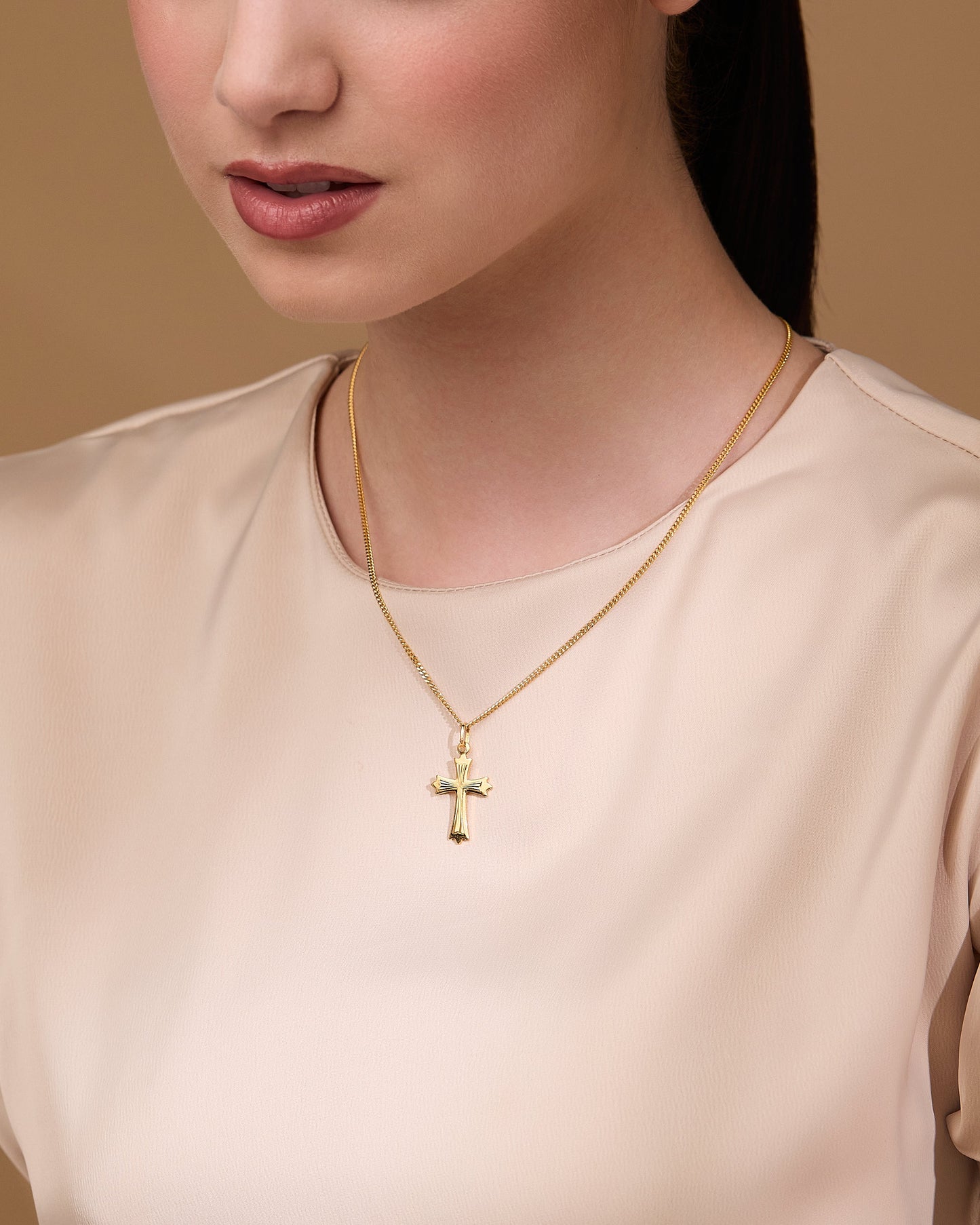 MONDO CATTOLICO ROMA 28 mm (1.10 in) Gold Plated Three Points Cross