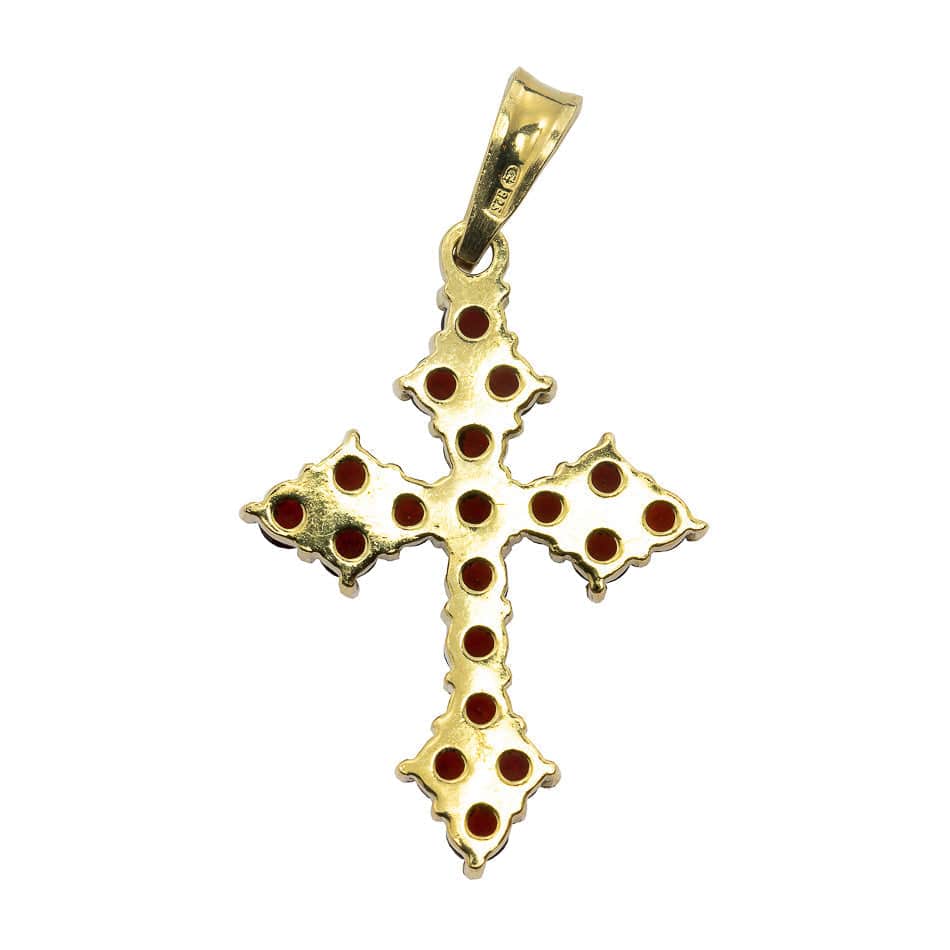 MONDO CATTOLICO Gold Plated Trefoil Grenade Cross