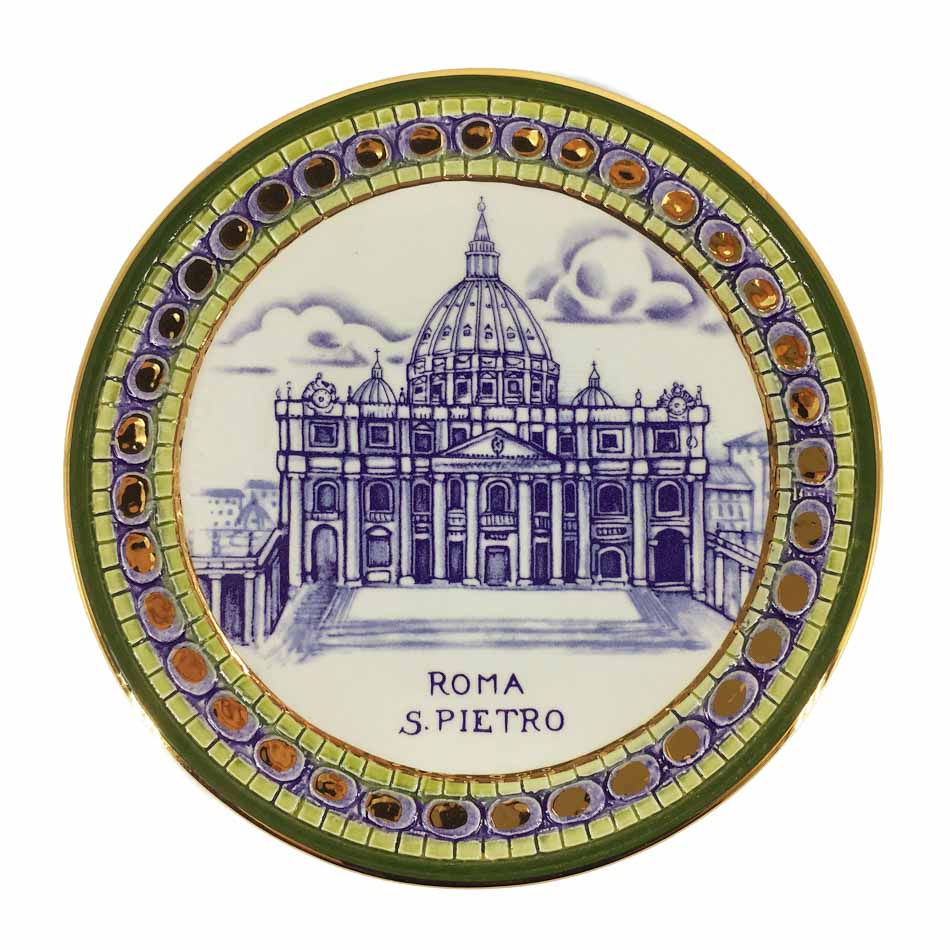 MONDO CATTOLICO Handmade Decorative ceramic pottery with St. Peter's Basilica 20 cm