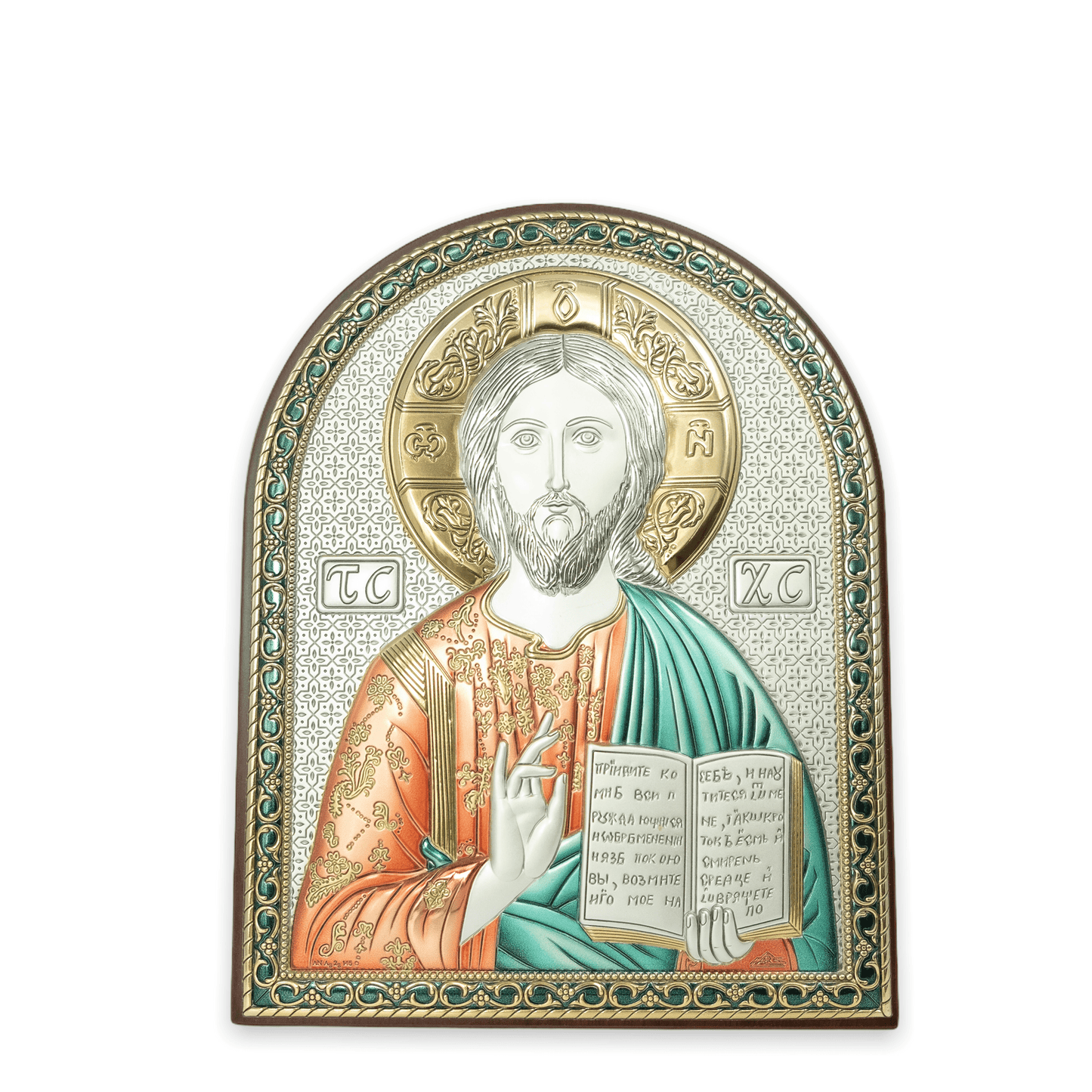 MONDO CATTOLICO Jesus Bilaminated Sterling Silver Painting