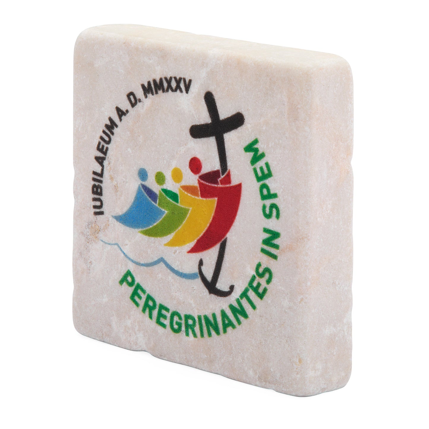Mondo Cattolico Magnet 5x5 cm (1.97x1.97 in) Jubilee 2025 Logo Square Marble Dust Magnet