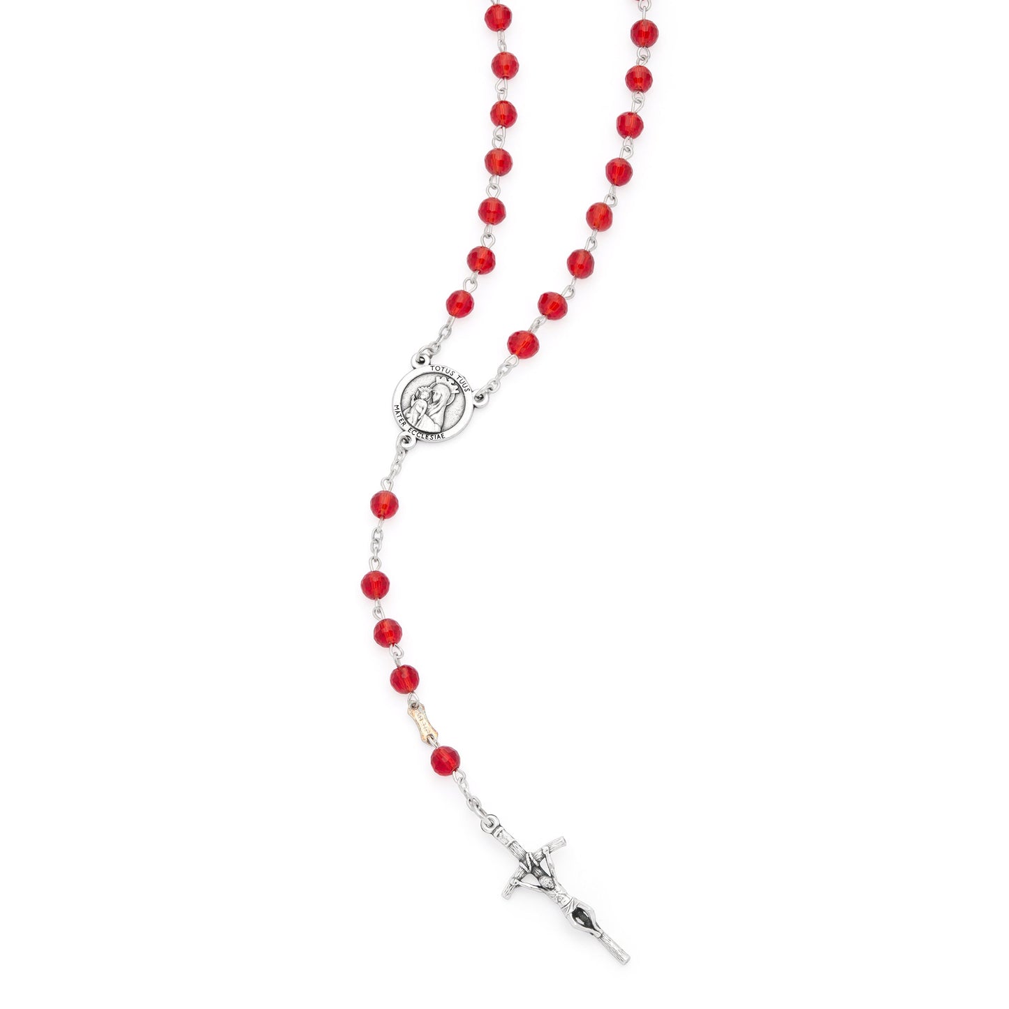 MONDO CATTOLICO ROMA Rosary 46 cm (18.11 in) / 64 cm (25.20 in) / 6 mm (0.24 in) Jubilee 2025 Rosary with Red Crystal Beads