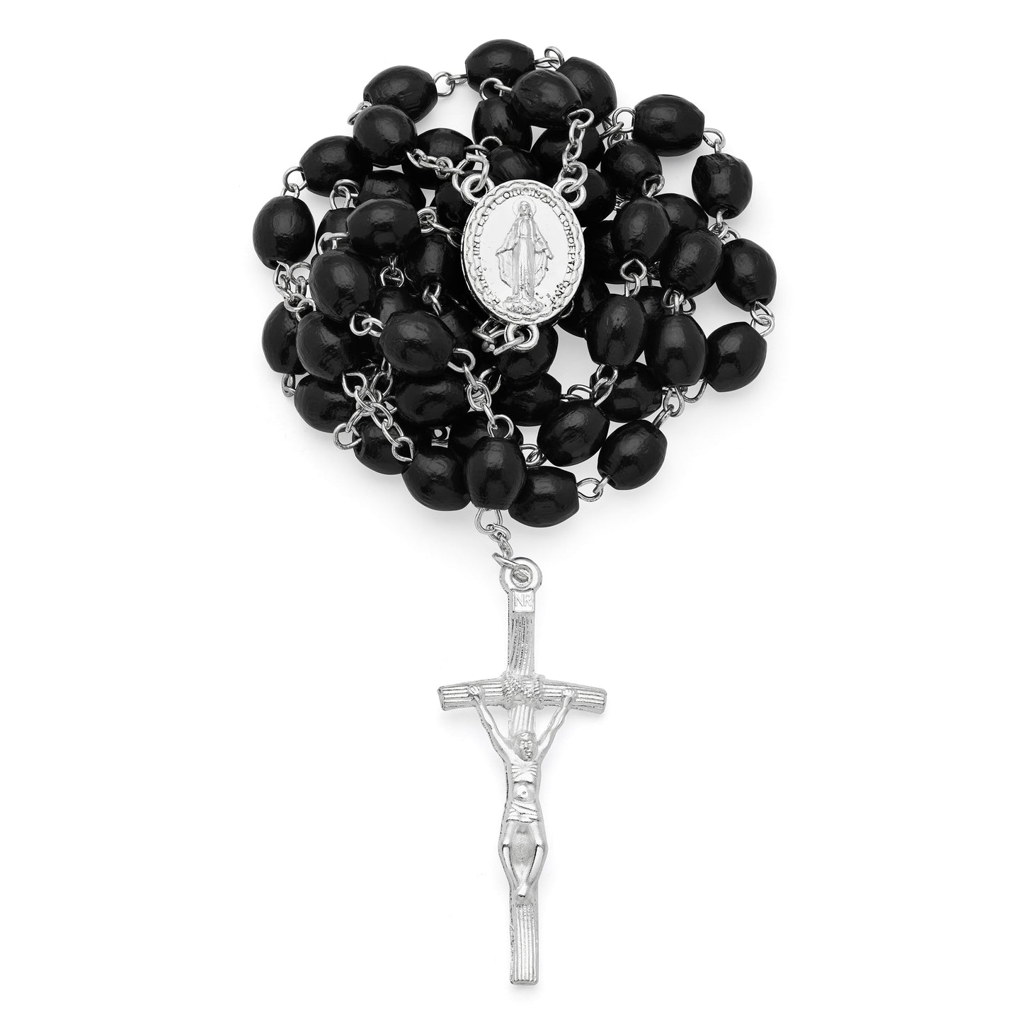 MONDO CATTOLICO ROMA Rosary Box 4x5.50 cm (1.57x2.17 in) / 7 mm (0.28 in) / 53 cm (20.90 in) Madonnina of Ferruzzi White Rosary Case with Wood Rosary