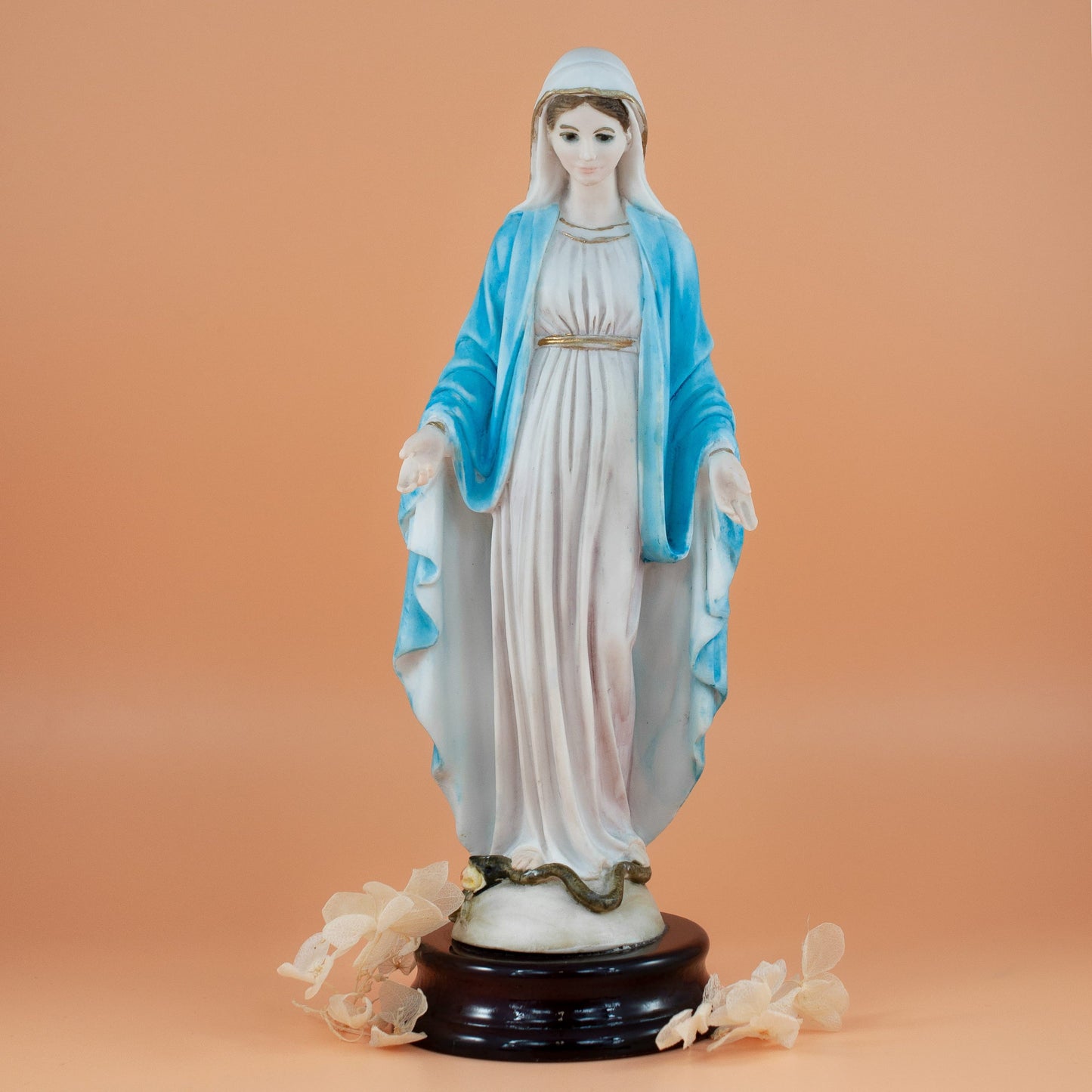 MONDO CATTOLICO Marble Dust Statue of Miraculous Virgin Open Arms