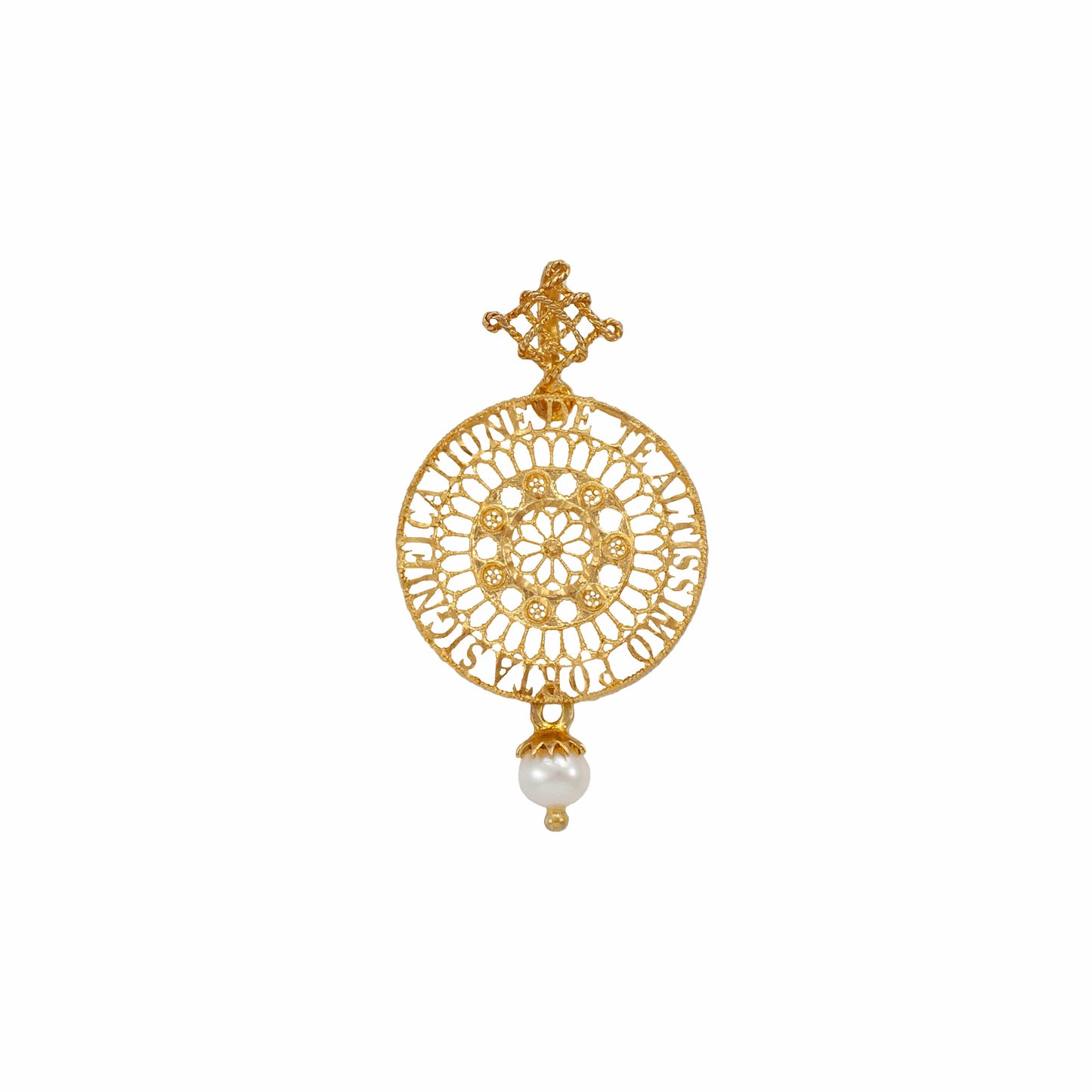 MONDO CATTOLICO 50 mm Medallion 'A Canticle of the Creatures' with Pearl in Gold Plated