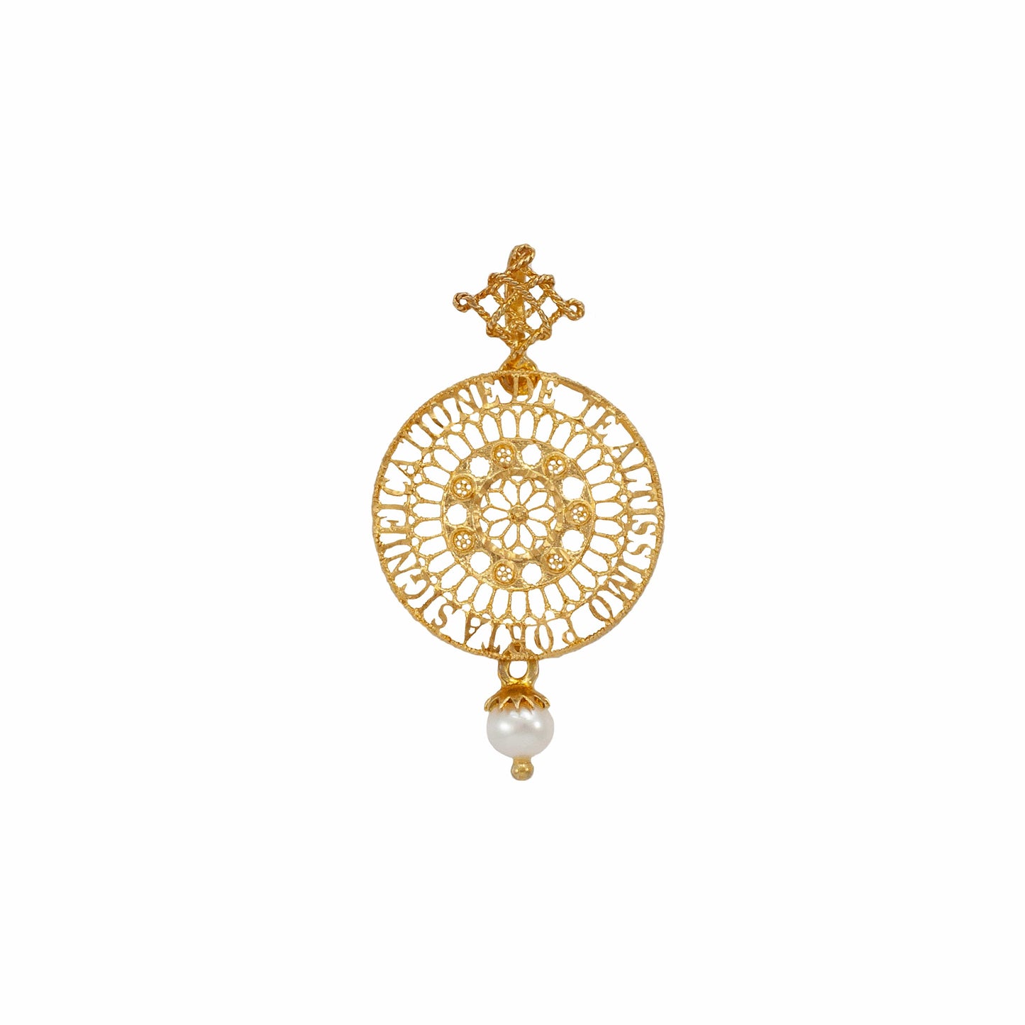 MONDO CATTOLICO 34 mm Medallion 'A Canticle of the Creatures' with Pearl in Gold Plated