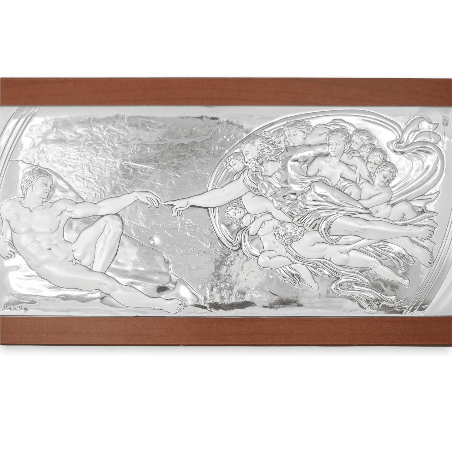 MONDO CATTOLICO 22X38 cm Michelangelo's Creation of Adamo Bilaminated Sterling Silver Painting