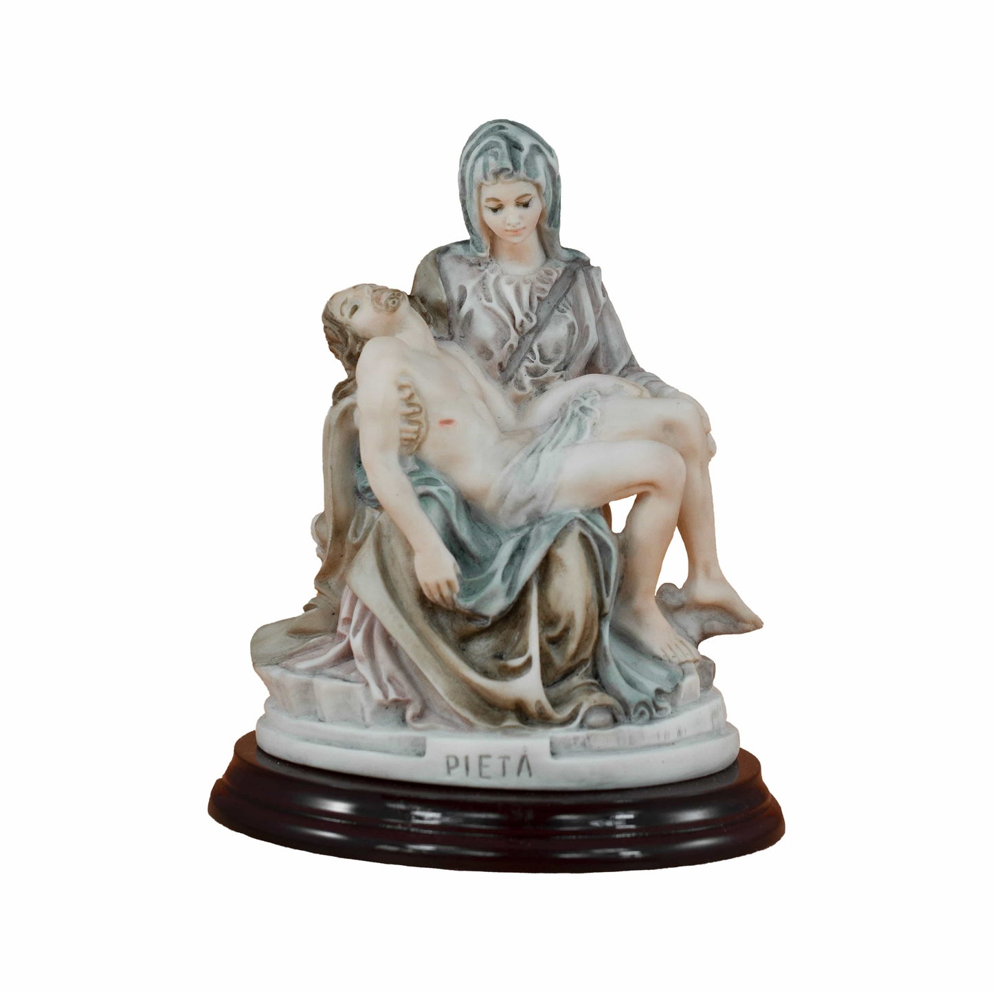 MONDO CATTOLICO 14 cm Michelangelo's Pietà Colored Marble Dust Wood Base