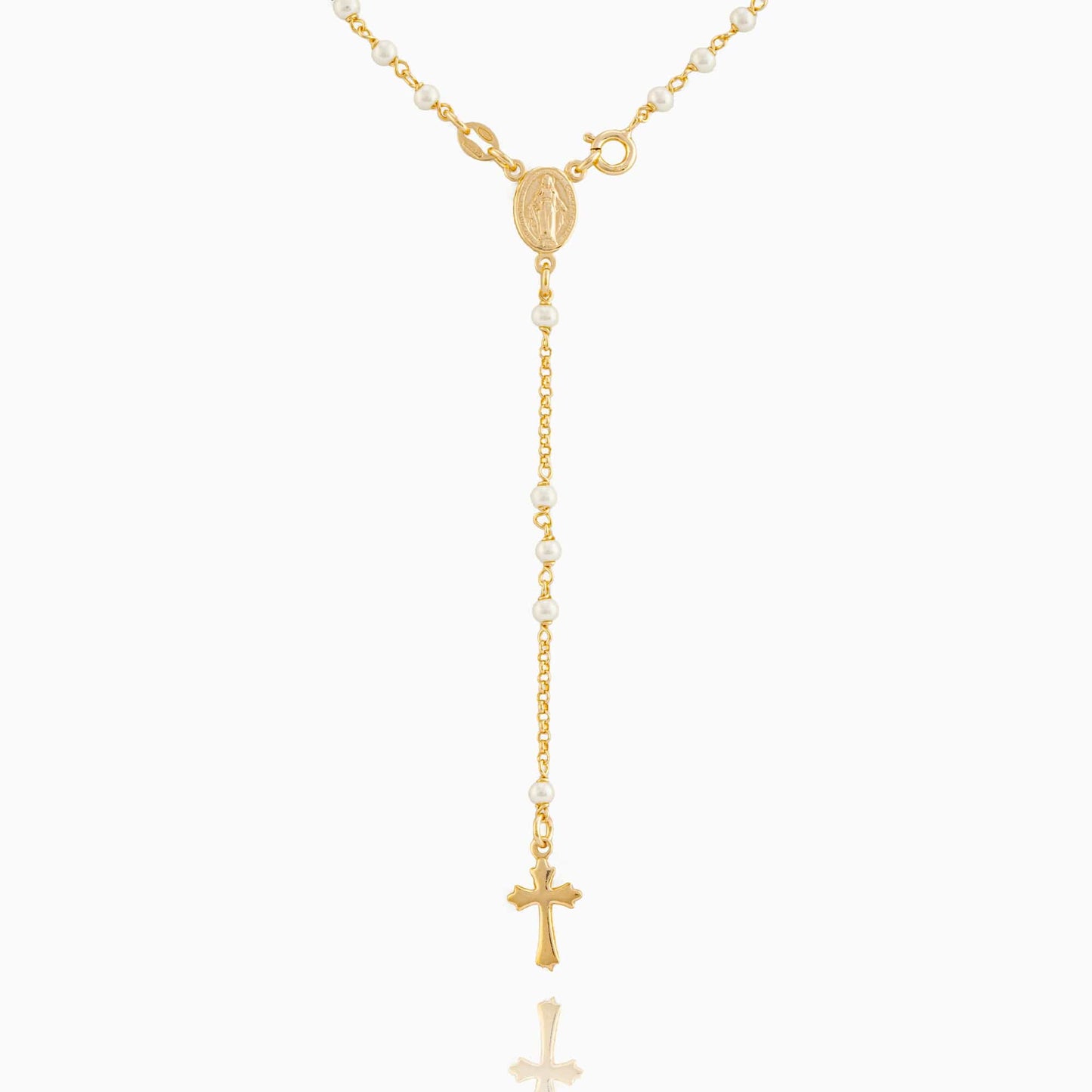 MONDO CATTOLICO Prayer Beads Gold / Cm 46 (18.1 in) MIRACULOUS MARY ROSARY WITH SYNTHETIC PEARL